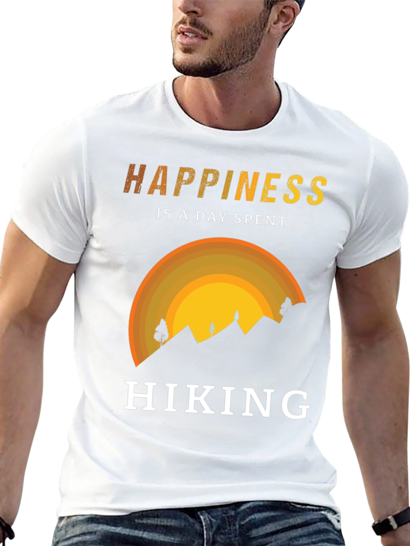 Camiseta Negra Happiness is Hiking