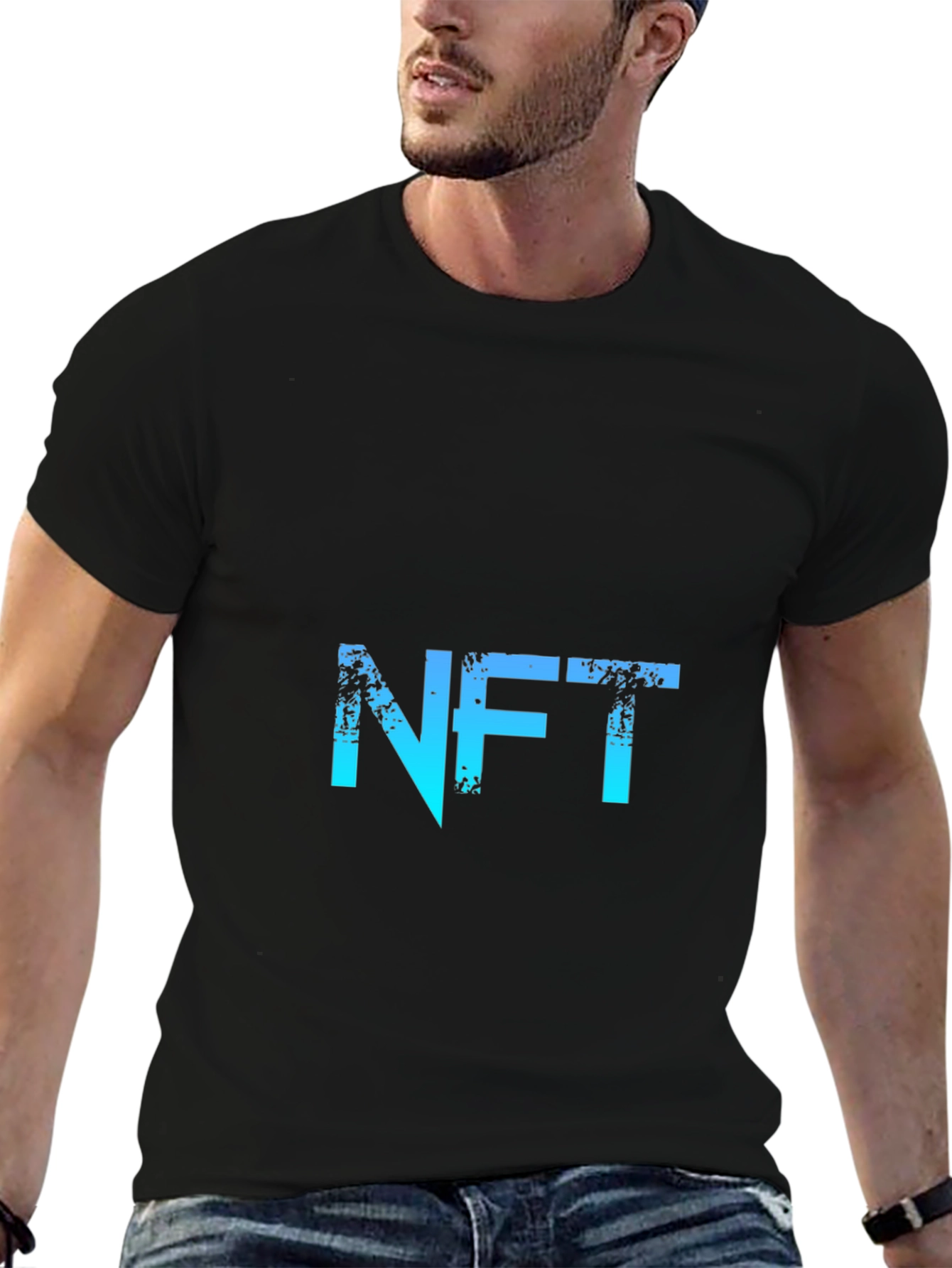 Camiseta NFT Negra con Diseño Gráfico Degradado