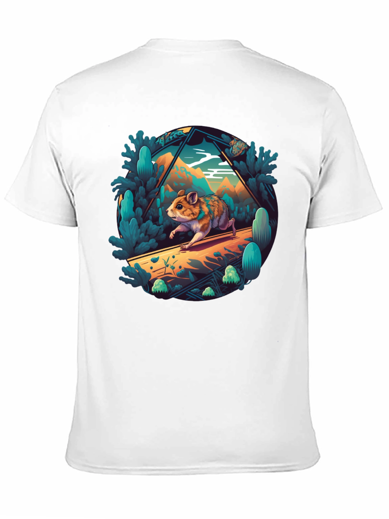 Camiseta Negra con Diseño de Hámster Aventurero