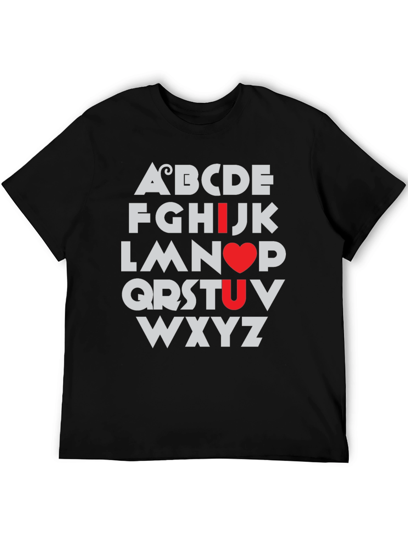 Camiseta Negra I Love U Alfabeto