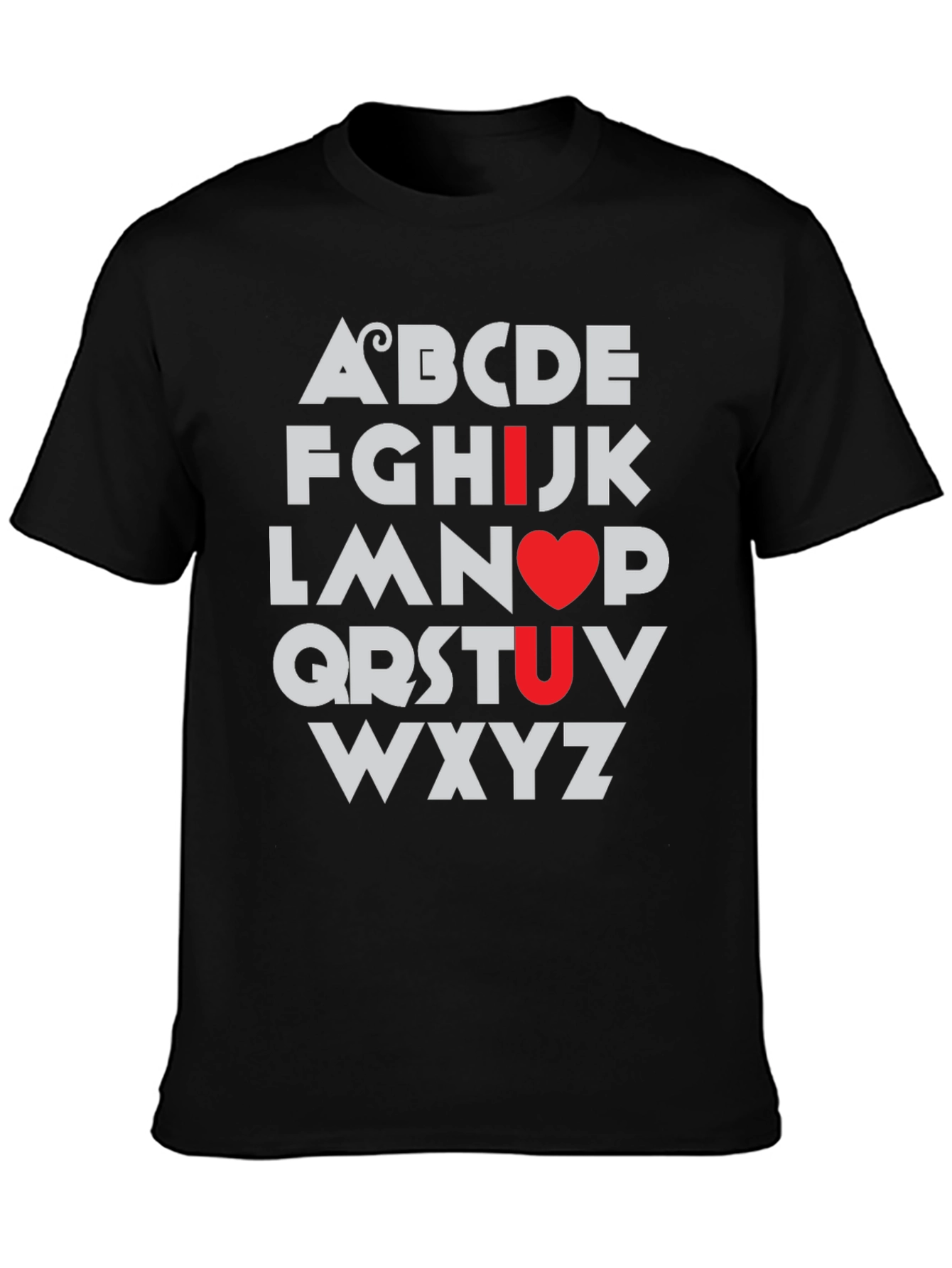 Camiseta Negra I Love U Alfabeto