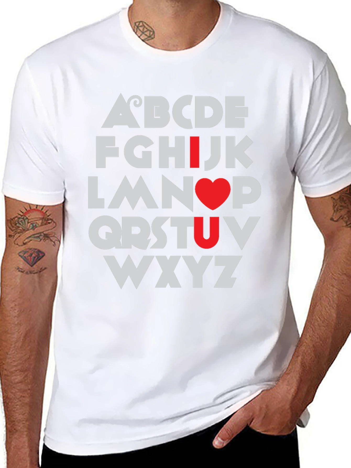 Camiseta Negra I Love U Alfabeto