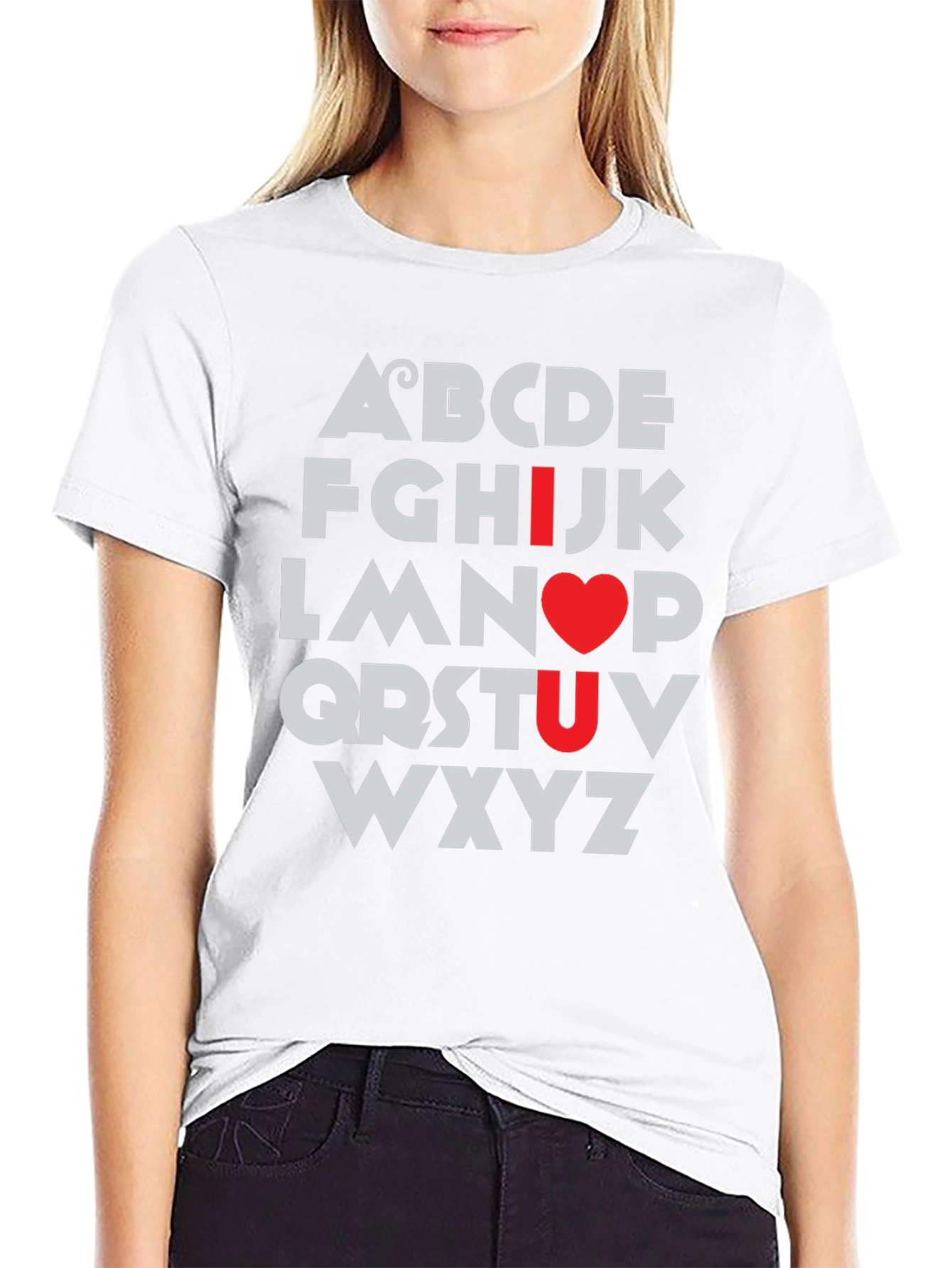 Camiseta Negra I Love U Alfabeto