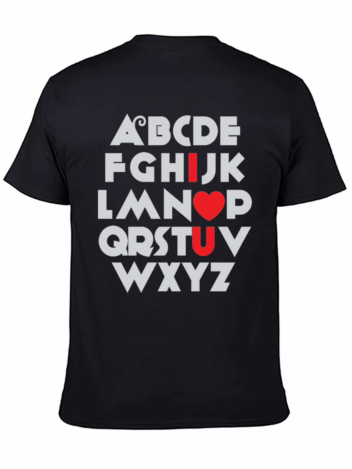 Camiseta Negra I Love U Alfabeto