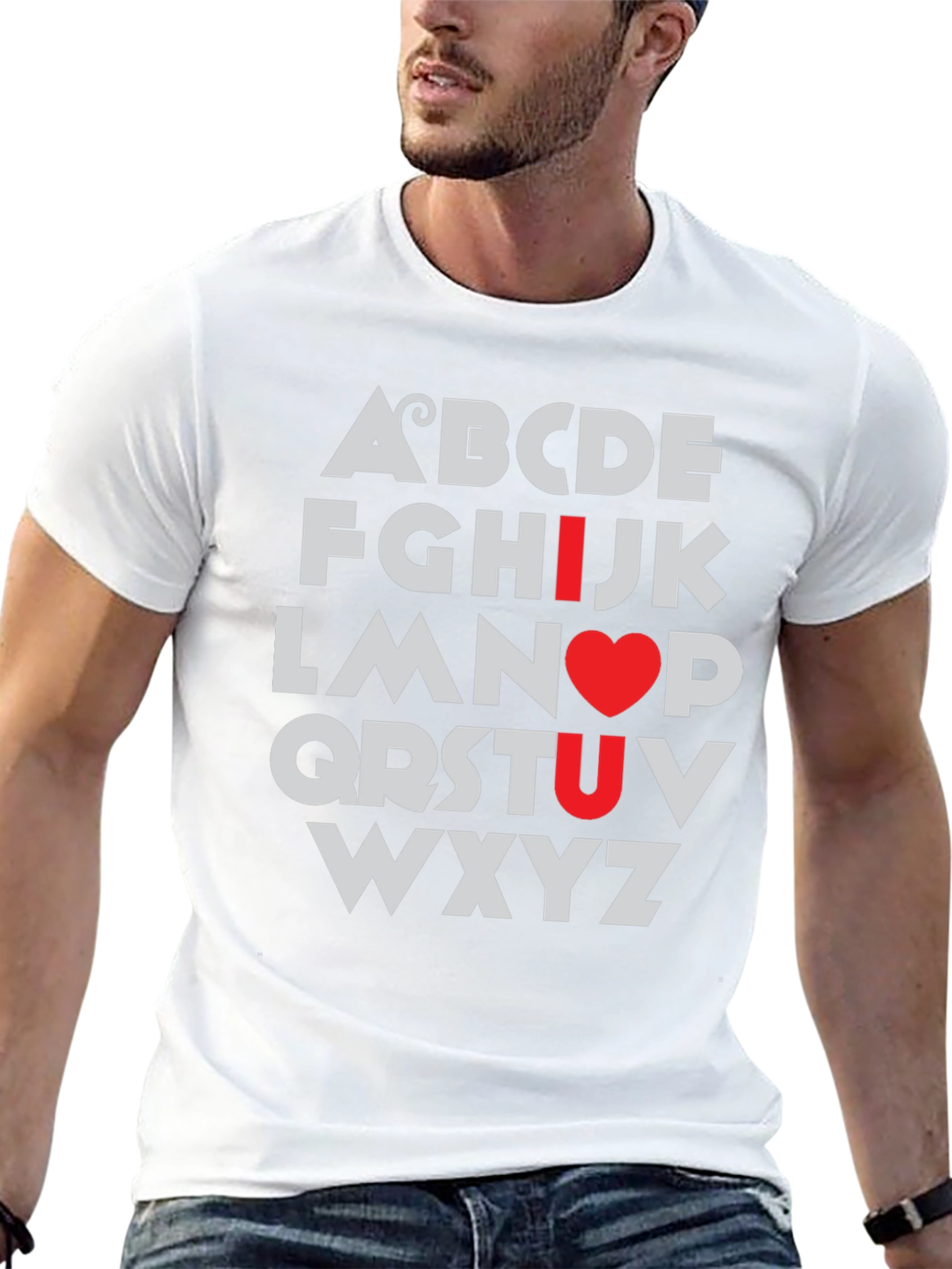 Camiseta Negra I Love U Alfabeto