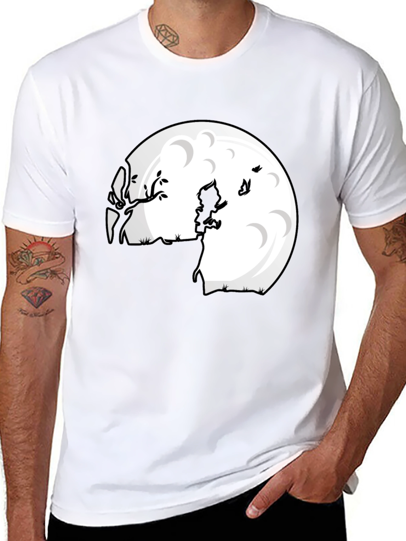 Camiseta Negra Luna Niño Silueta