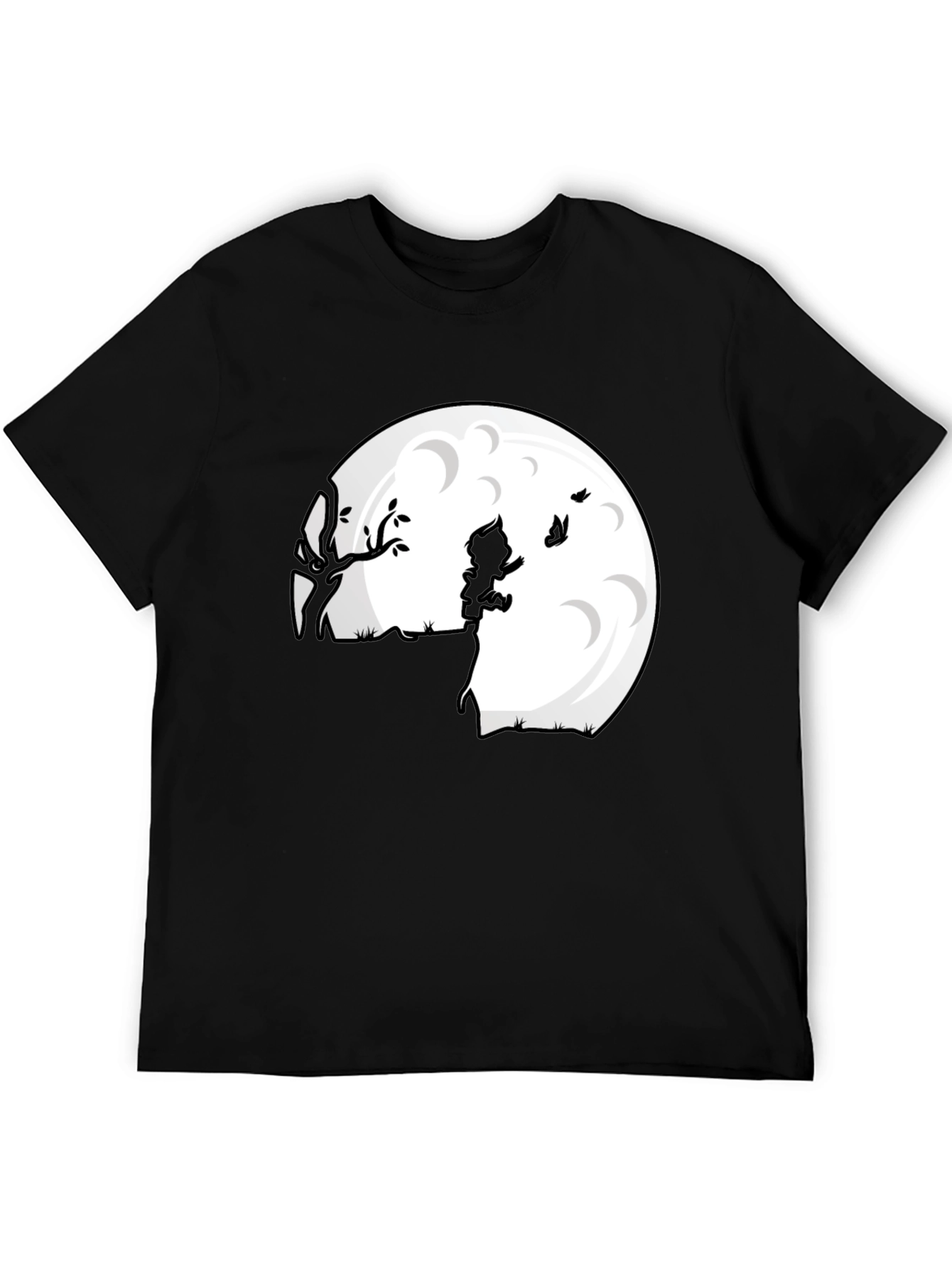 Camiseta Negra Luna Niño Silueta