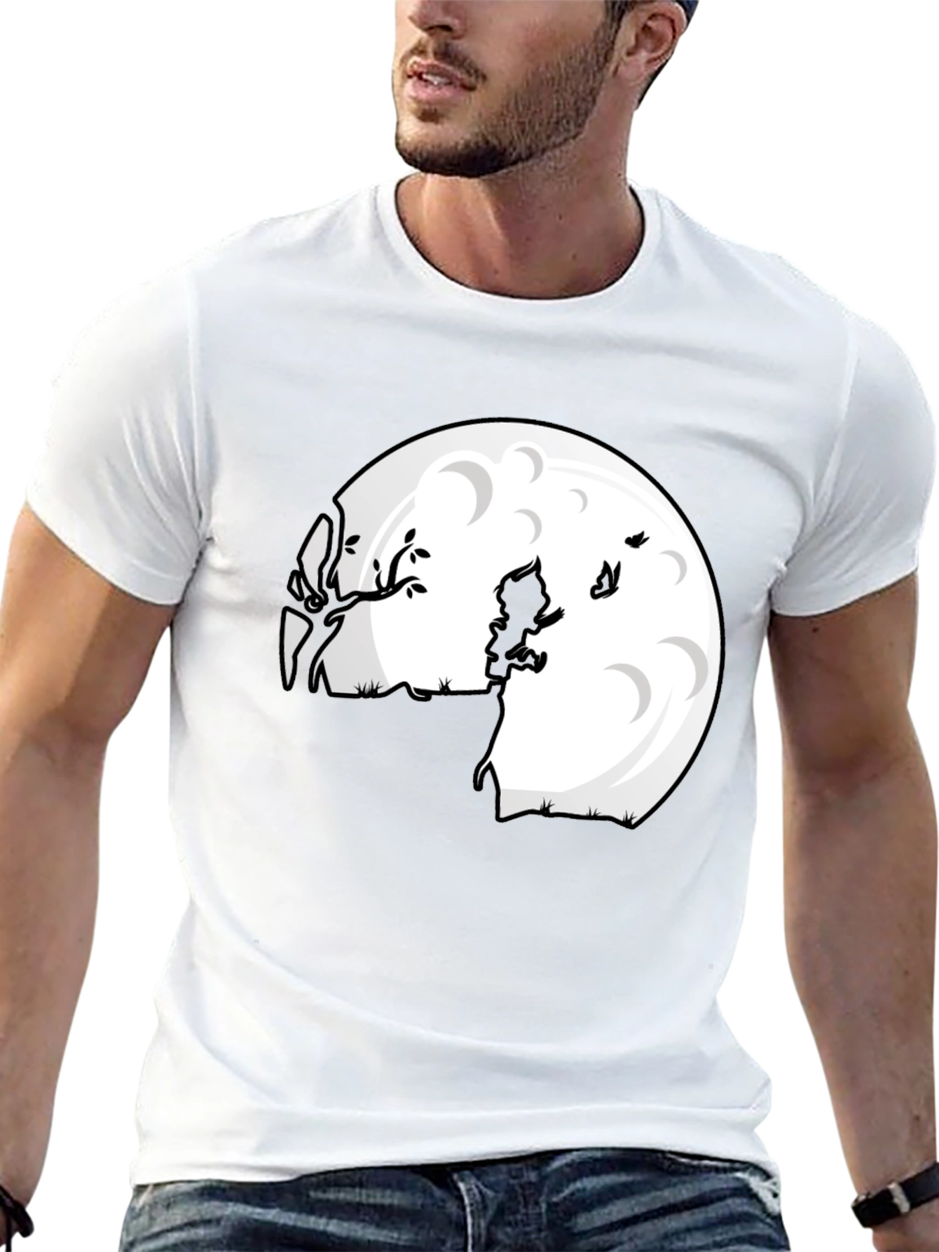 Camiseta Negra Luna Niño Silueta