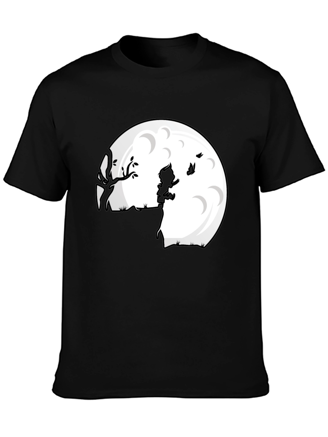 Camiseta Negra Luna Niño Silueta