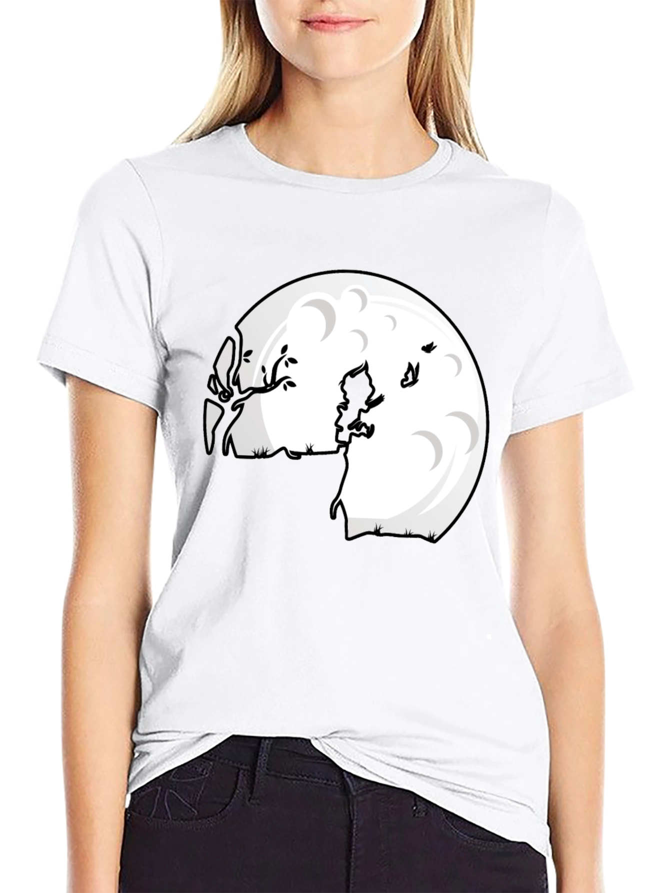 Camiseta Negra Luna Niño Silueta