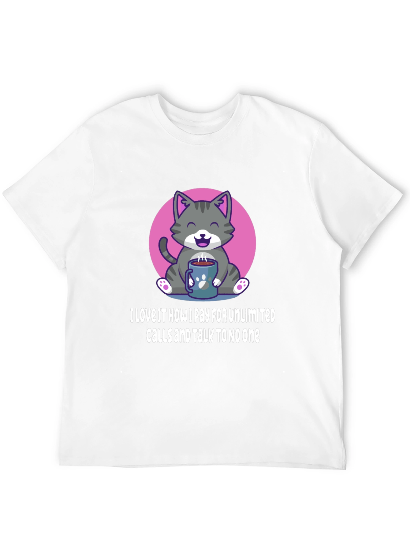 Camiseta Negra: Gato con Café y Frase Divertida