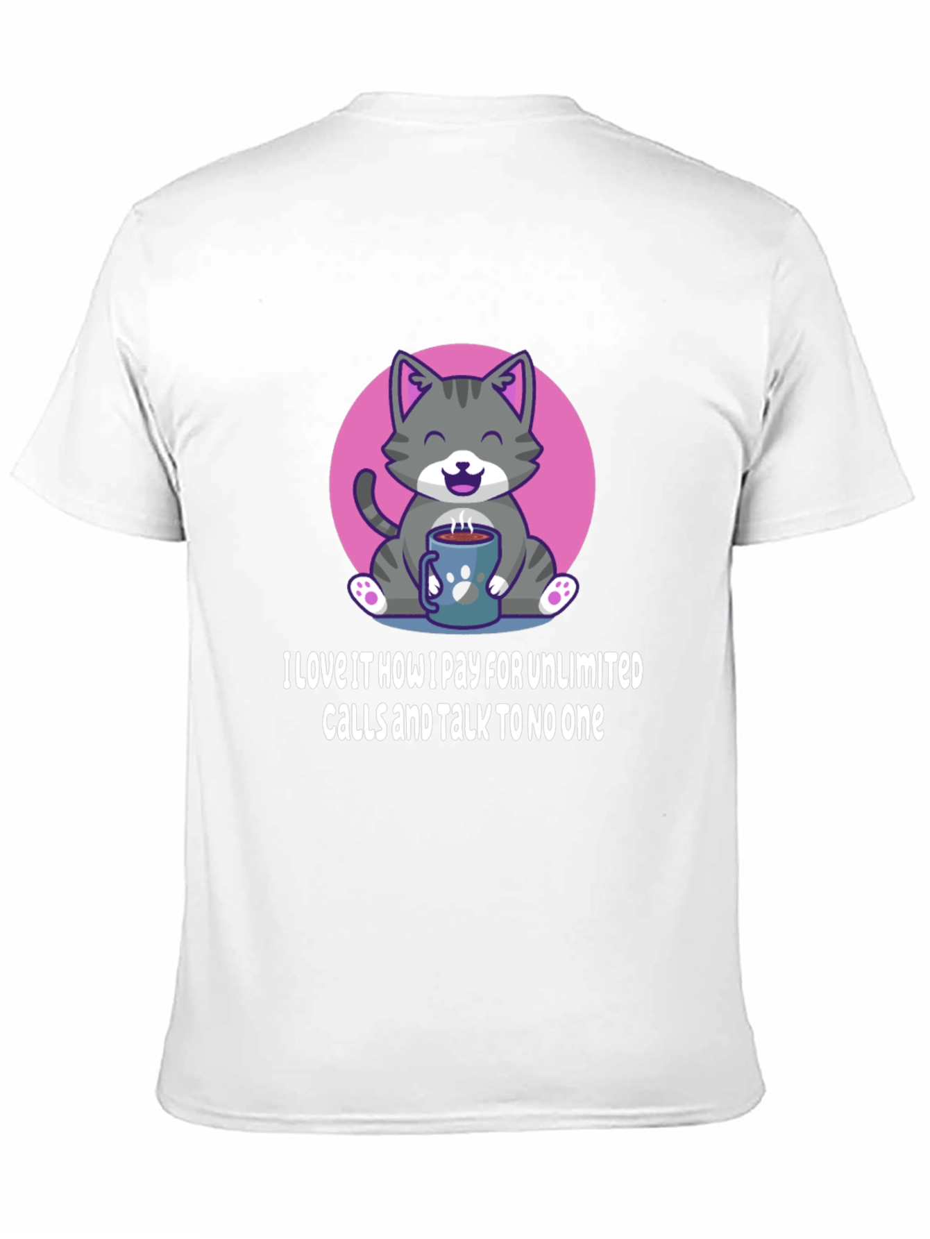 Camiseta Negra: Gato con Café y Frase Divertida