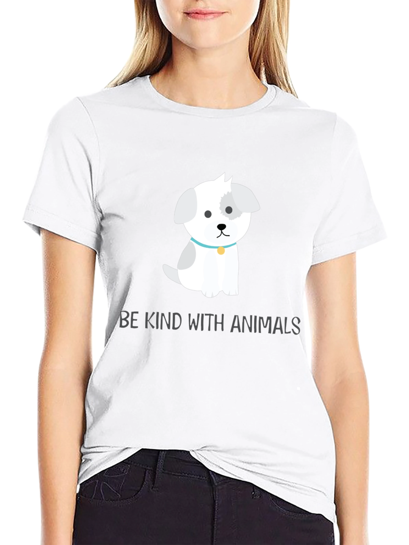 Camiseta Negra con Diseño de Perrito Adorable