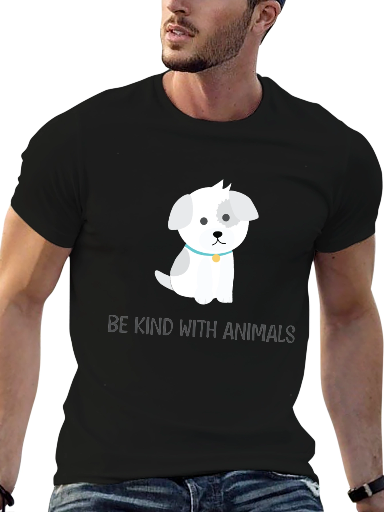Camiseta Negra con Diseño de Perrito Adorable