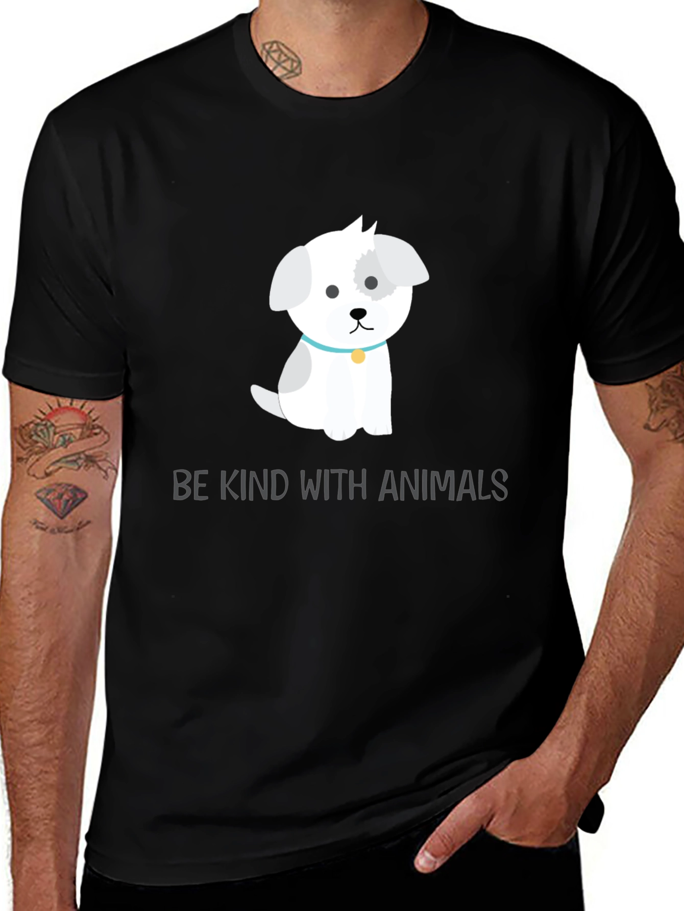 Camiseta Negra con Diseño de Perrito Adorable
