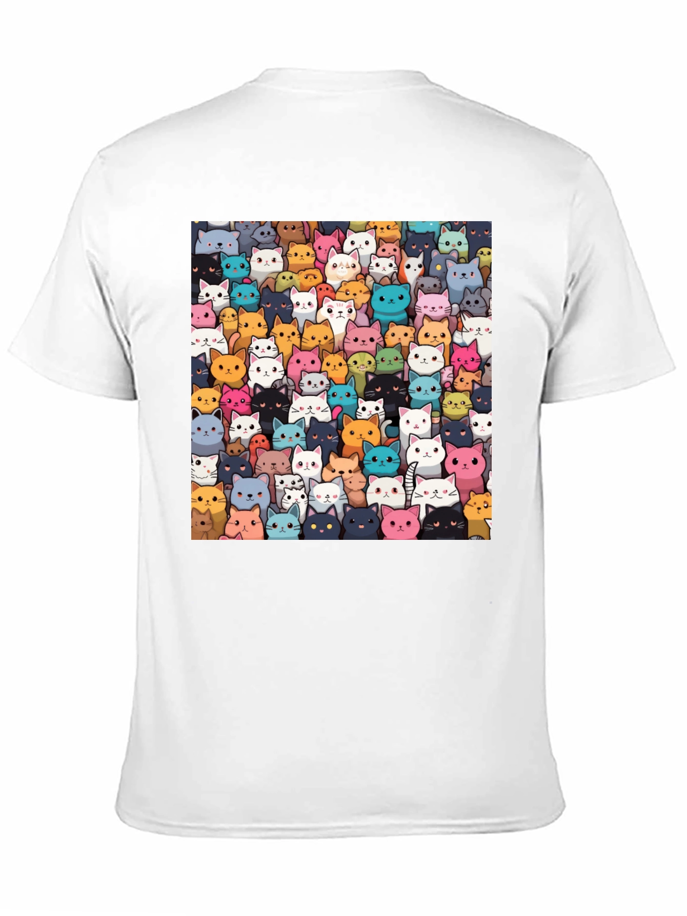 Camiseta Negra con Diseño de Gatos Animados