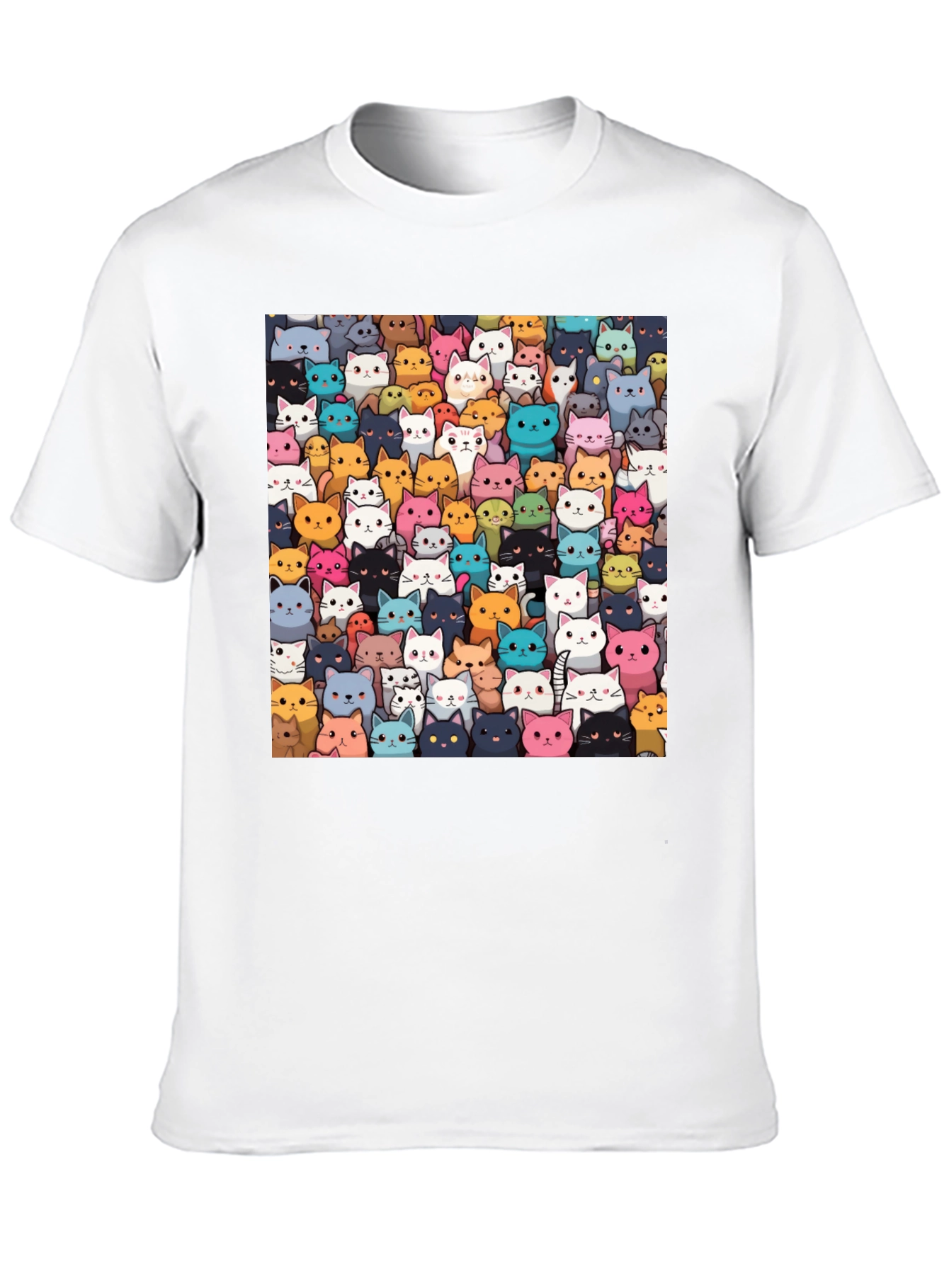 Camiseta Negra con Diseño de Gatos Animados