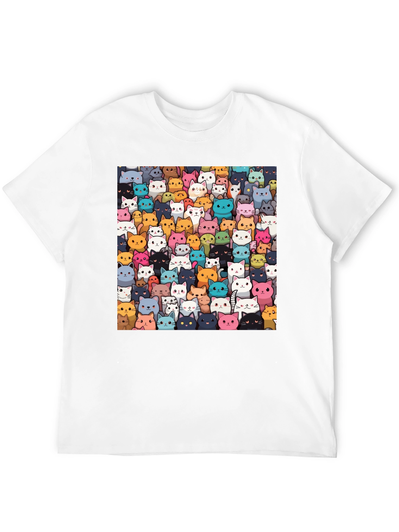 Camiseta Negra con Diseño de Gatos Animados