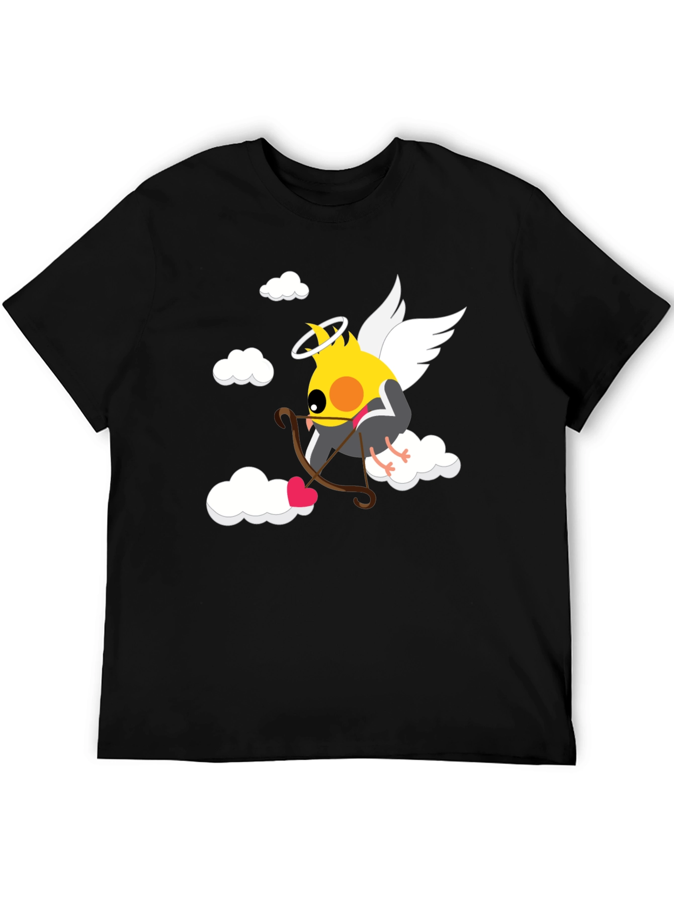 Camiseta Negra con Diseño de Cupido Ave