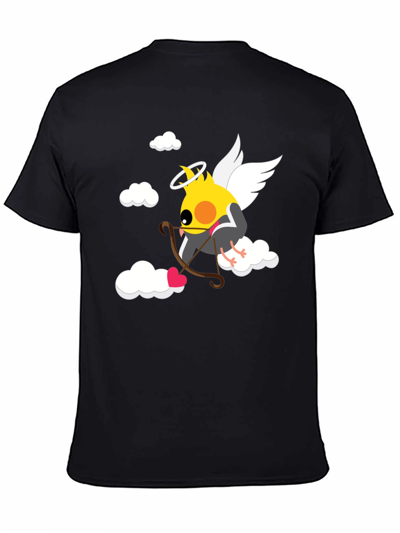 Camiseta Negra con Diseño de Cupido Ave