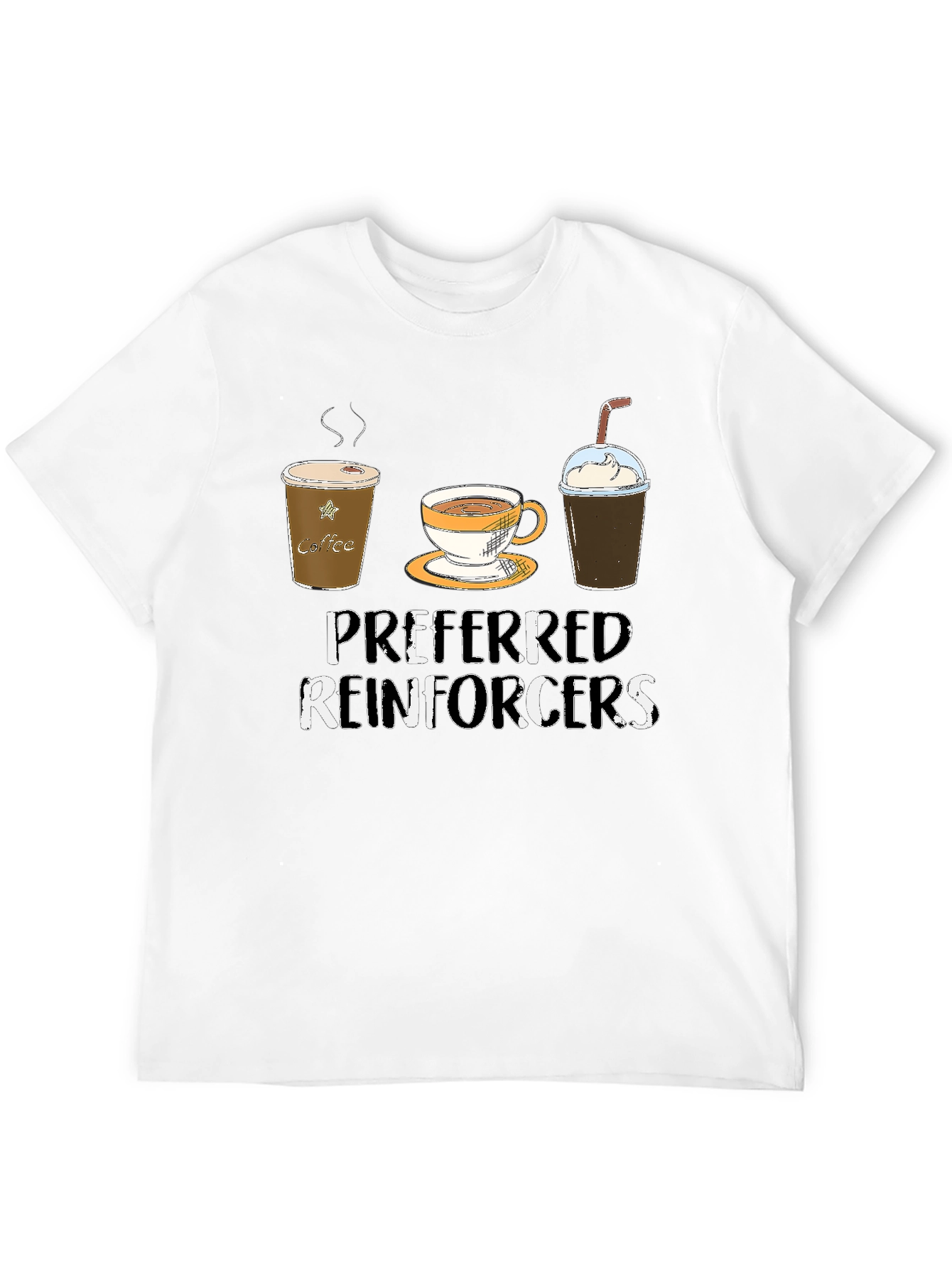 Camiseta Negra con Diseño de Café Preferred Reinforcers