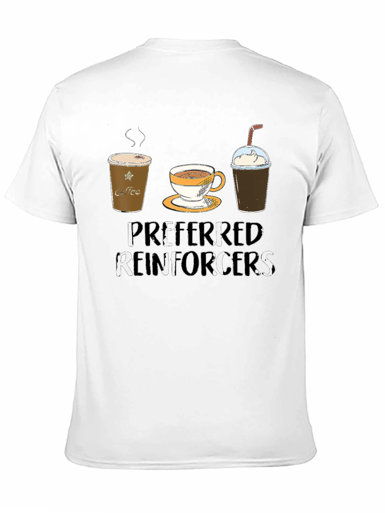 Camiseta Negra con Diseño de Café Preferred Reinforcers
