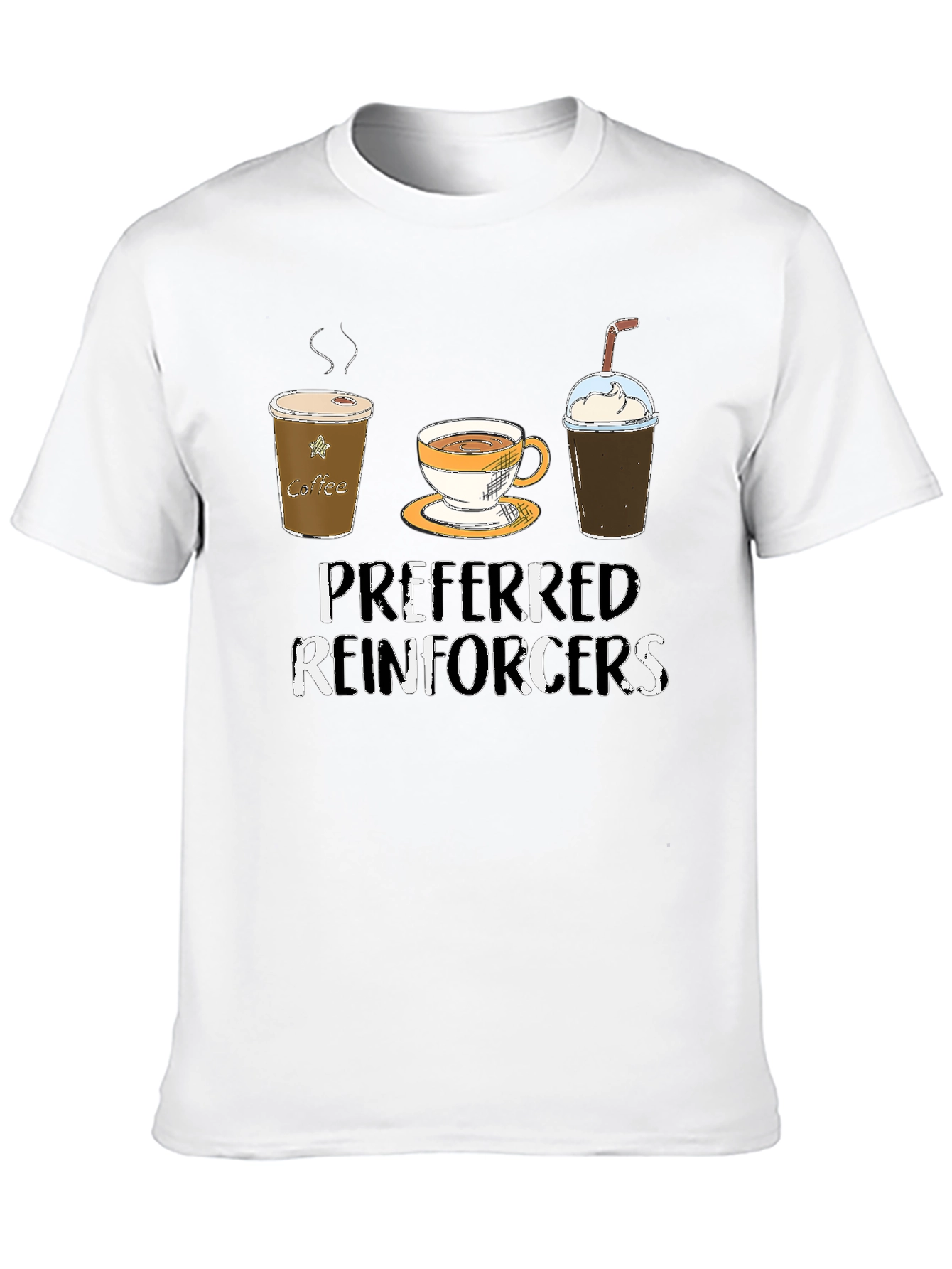 Camiseta Negra con Diseño de Café Preferred Reinforcers