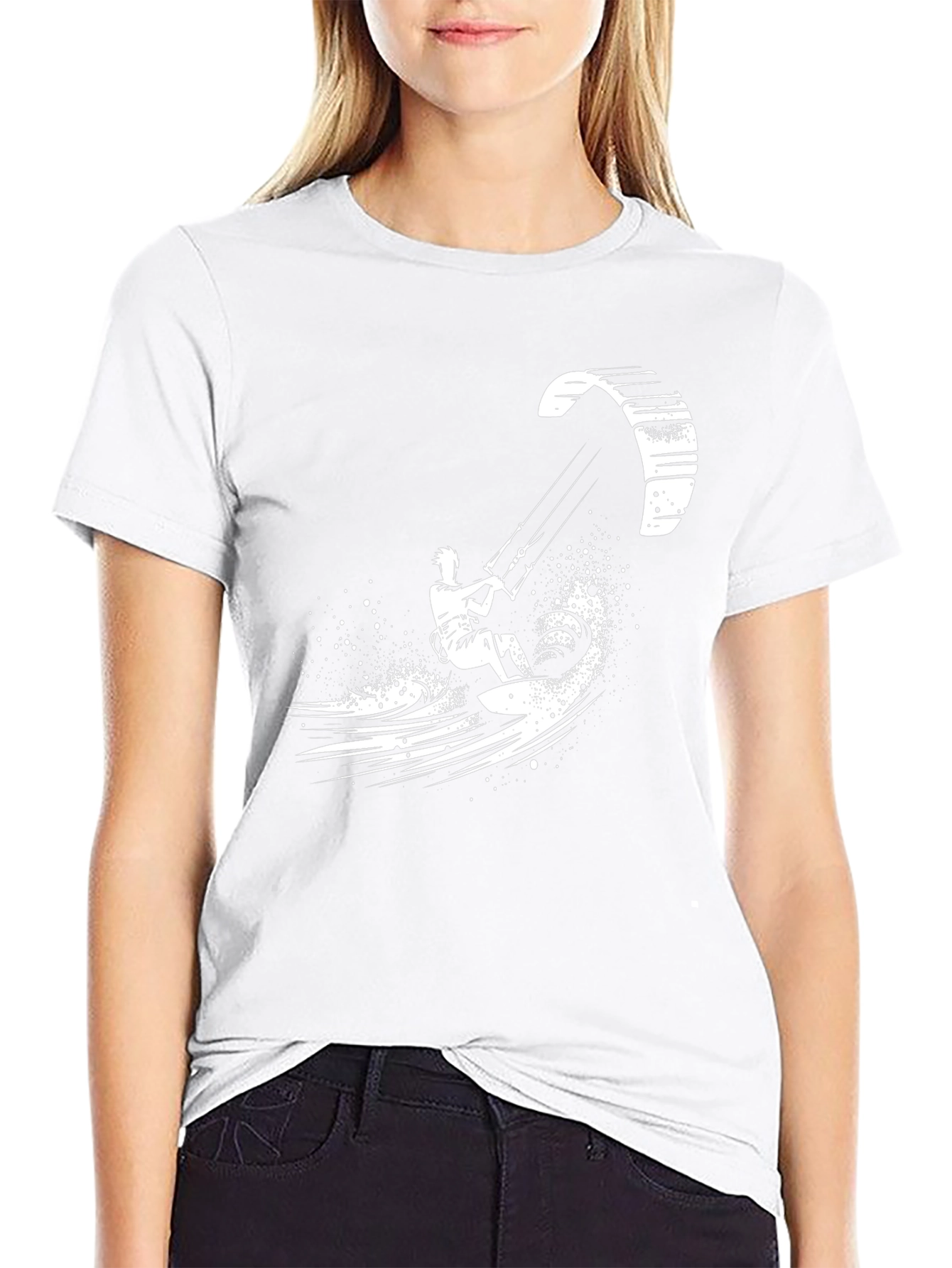 Camiseta Negra Kite Surf Estampada