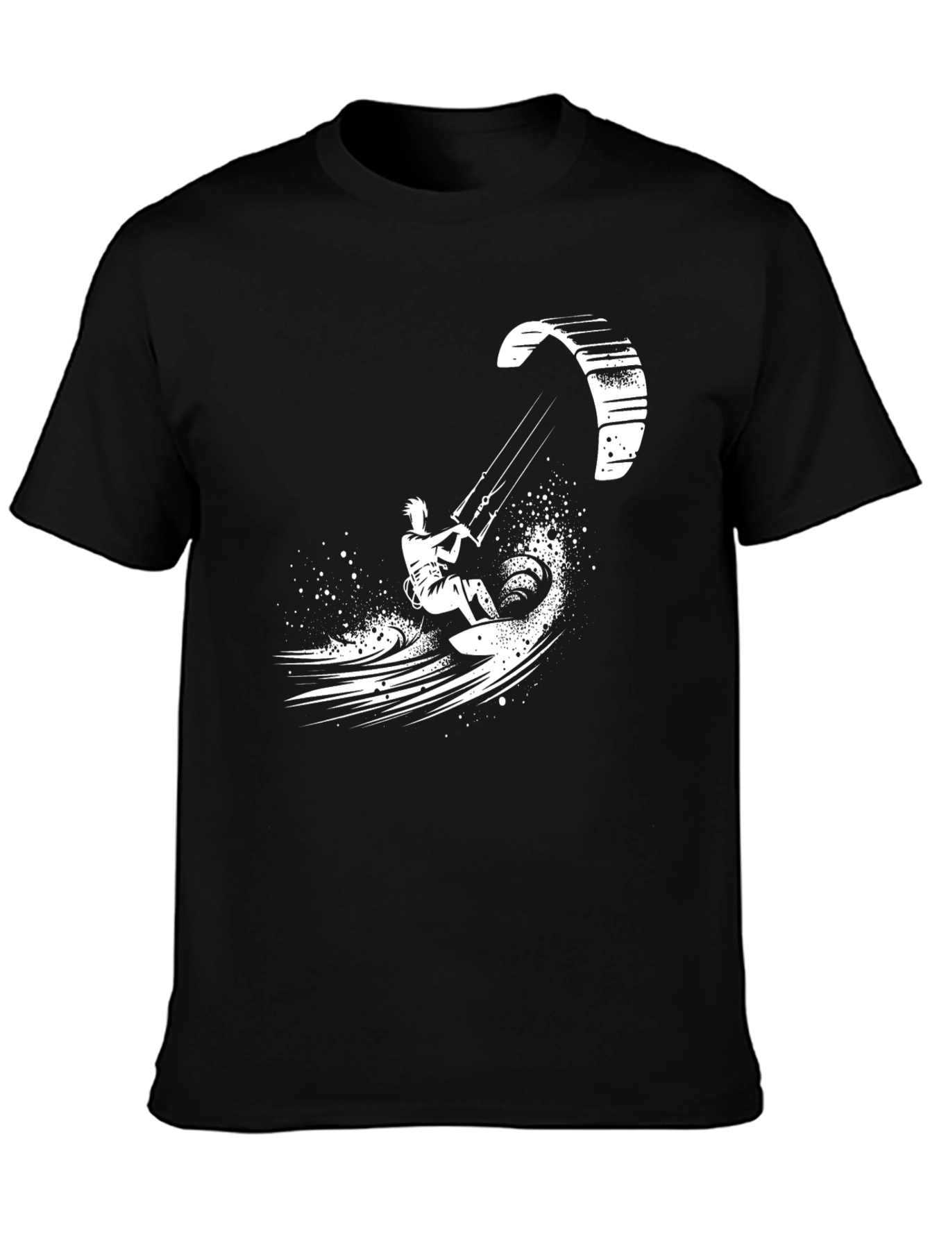 Camiseta Negra Kite Surf Estampada