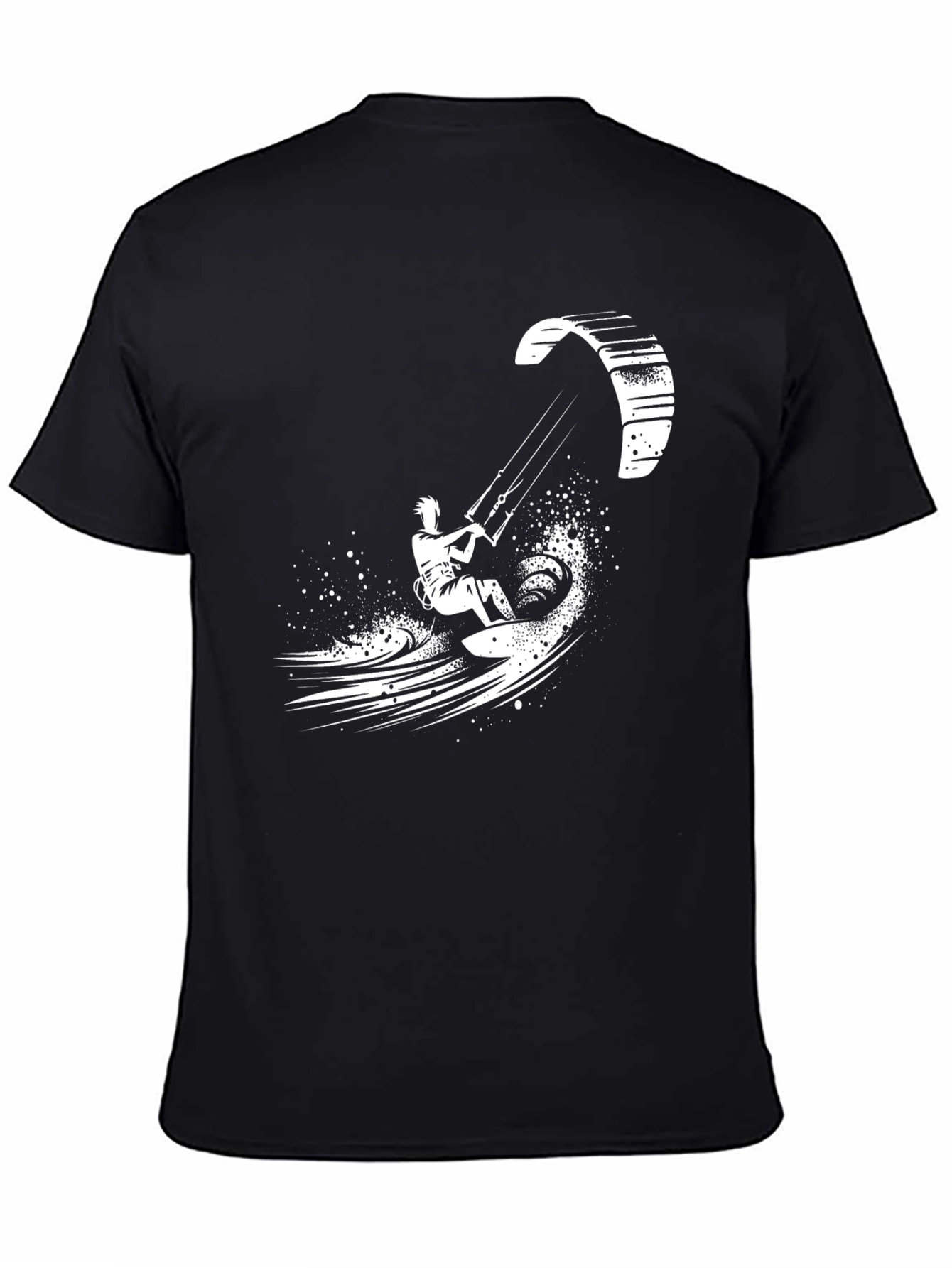 Camiseta Negra Kite Surf Estampada