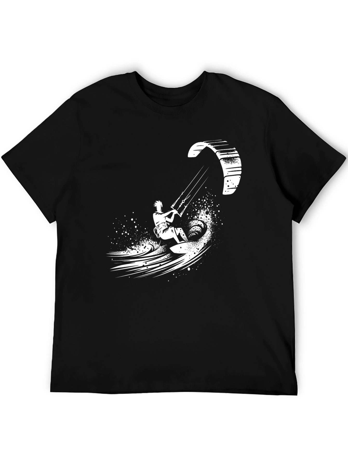 Camiseta Negra Kite Surf Estampada