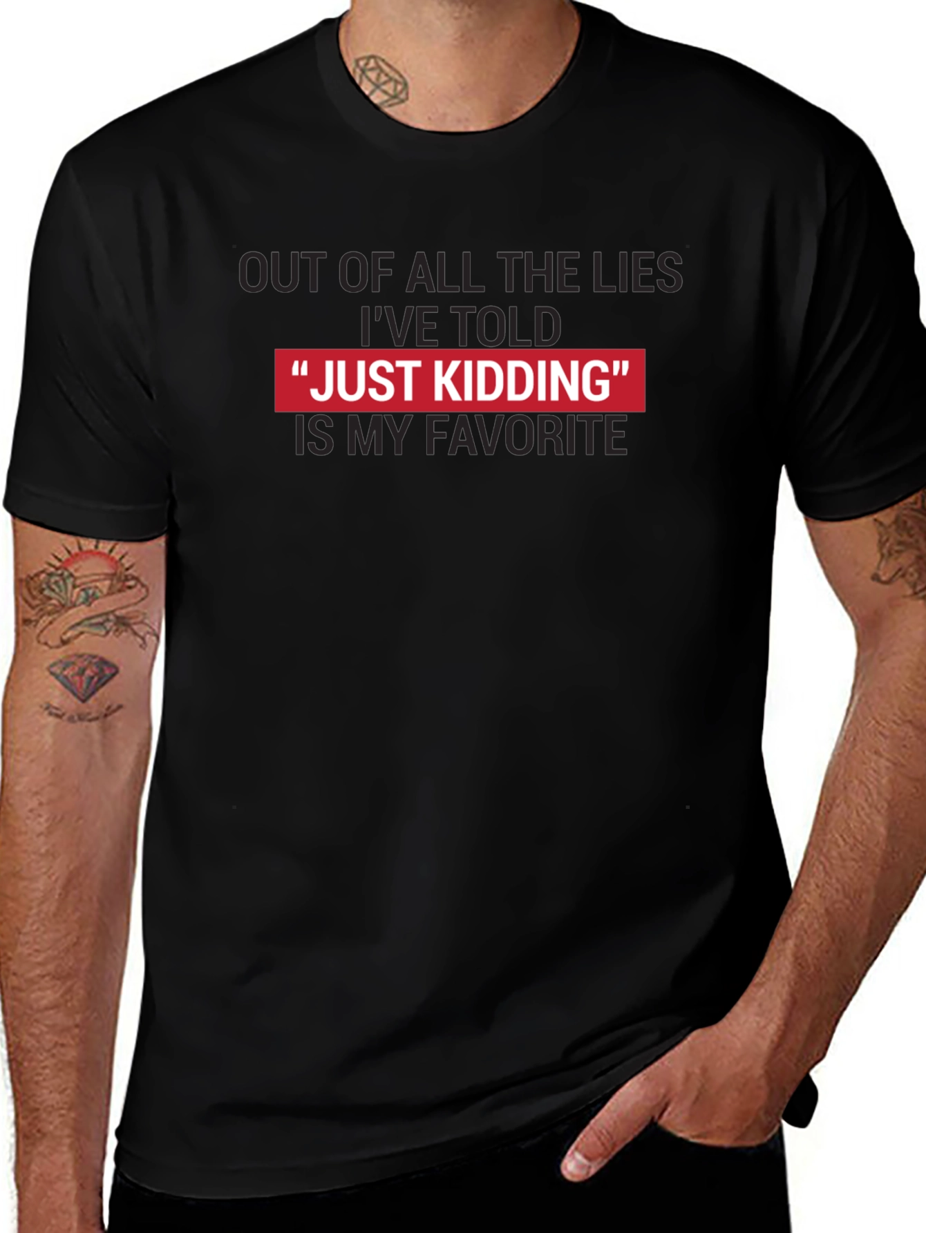 Camiseta Negra - Just Kidding Divertida y Original