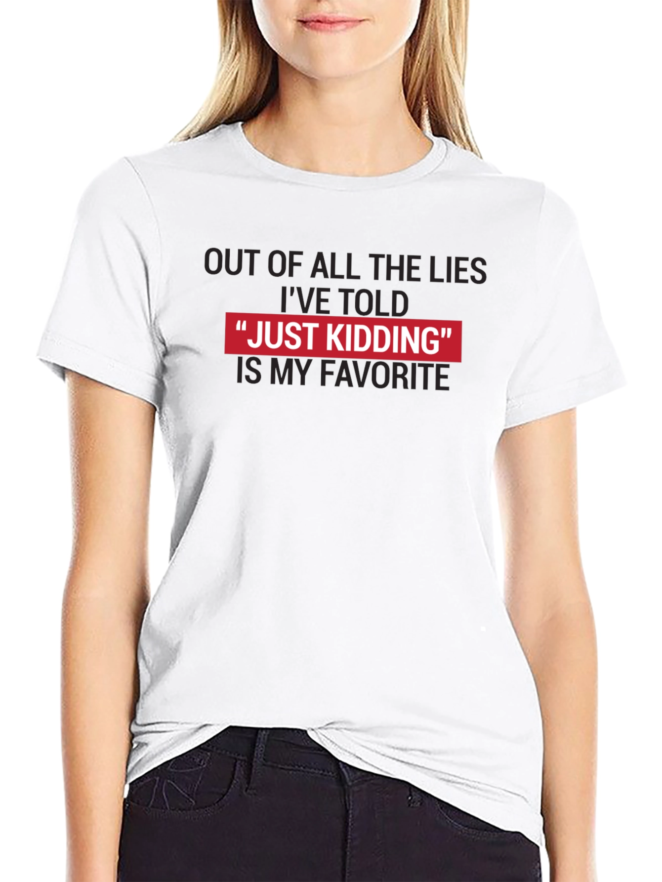 Camiseta Negra - Just Kidding Divertida y Original
