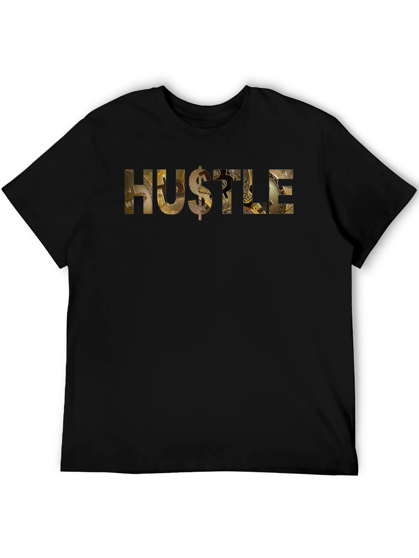 Camiseta Negra Hustle Dorada para Hombre