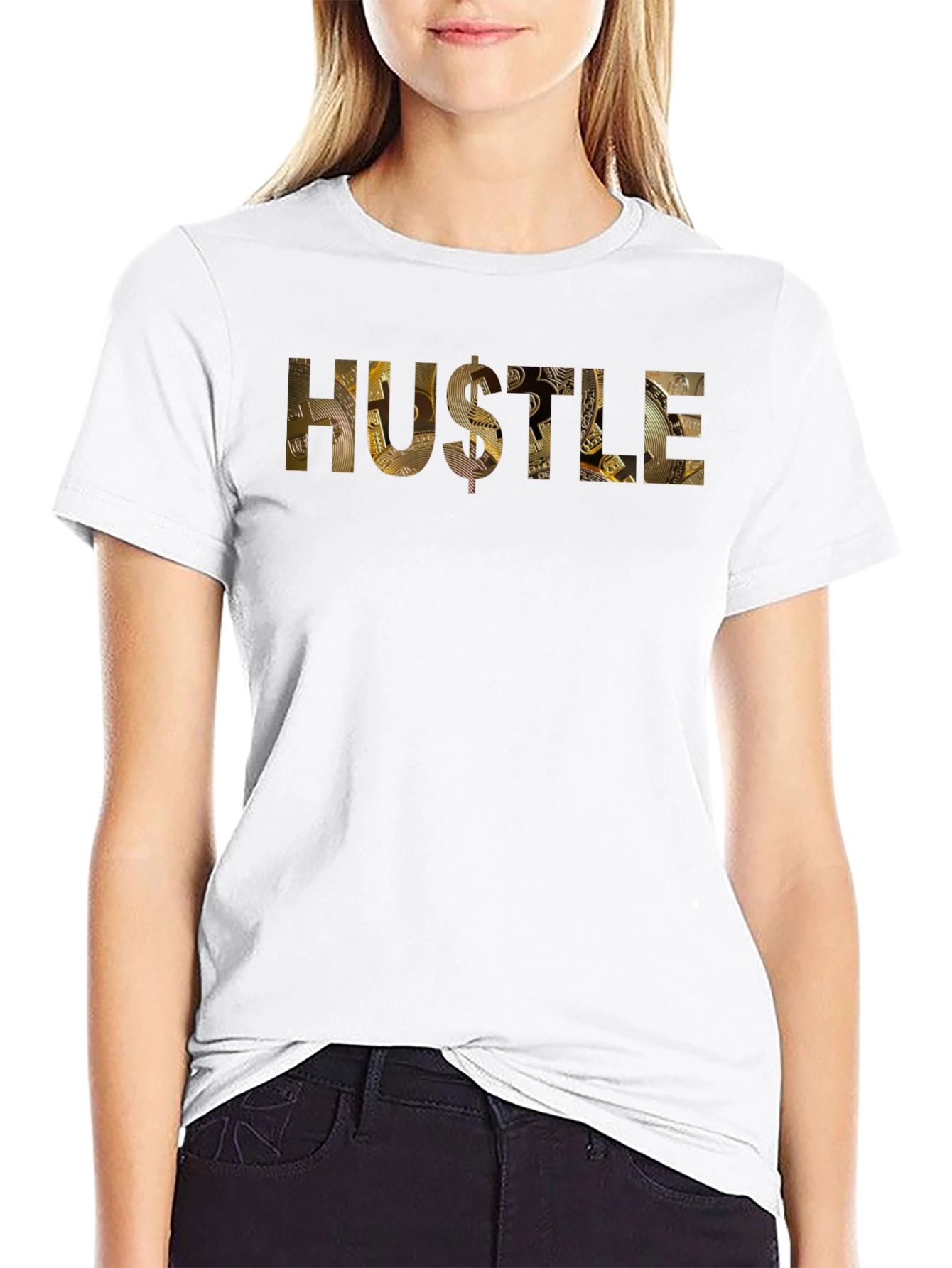 Camiseta Negra Hustle Dorada para Hombre