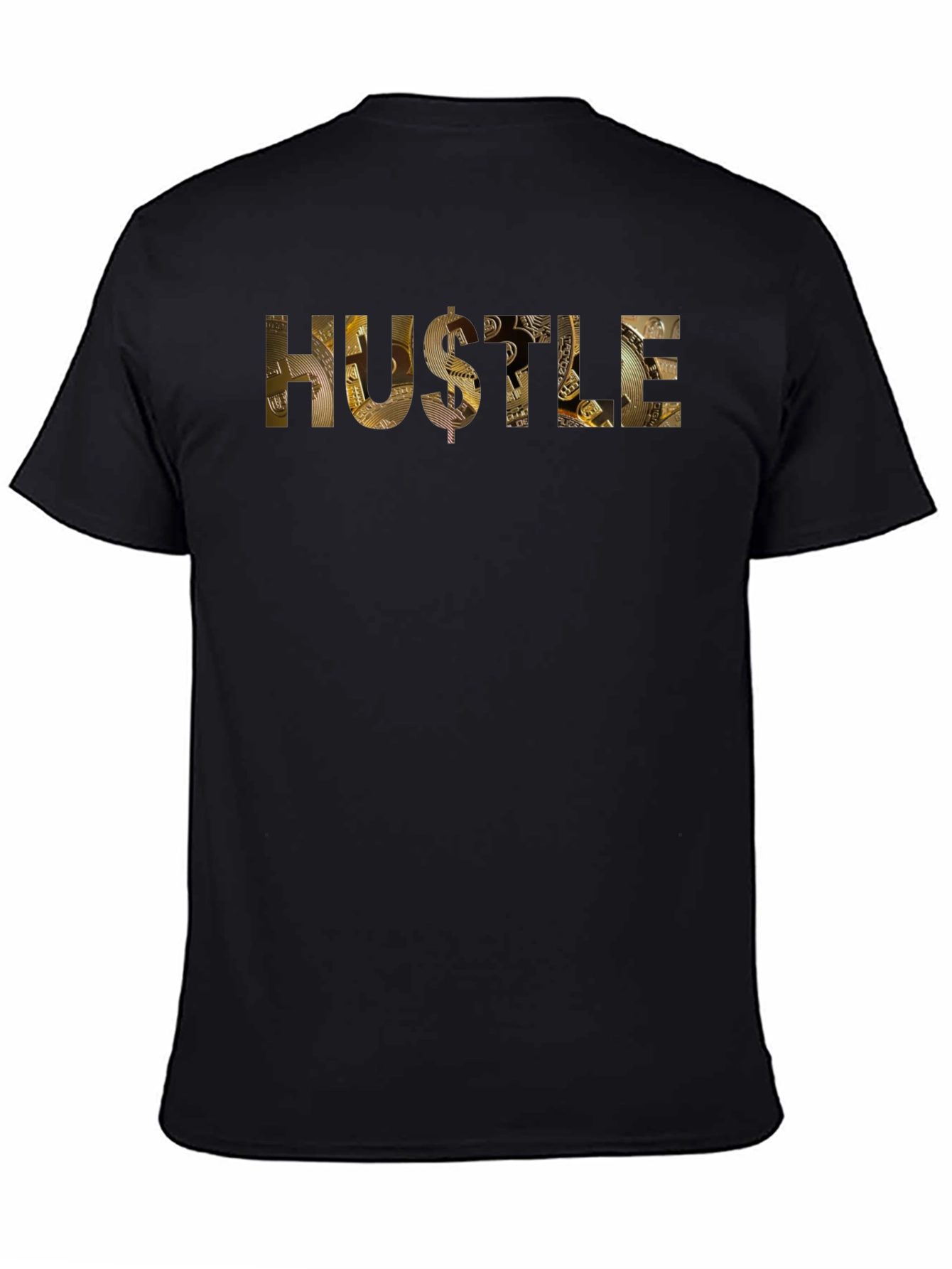 Camiseta Negra Hustle Dorada para Hombre
