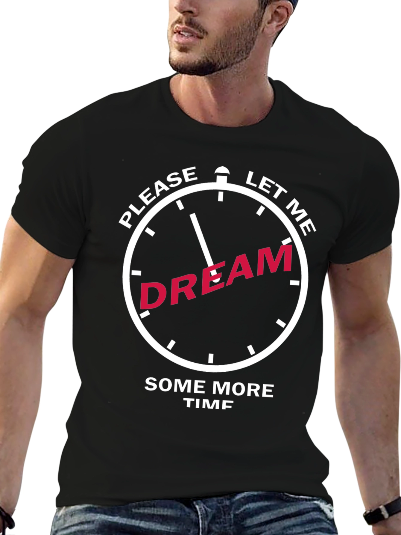Camiseta Negra con Diseño de Reloj Déjame Soñar