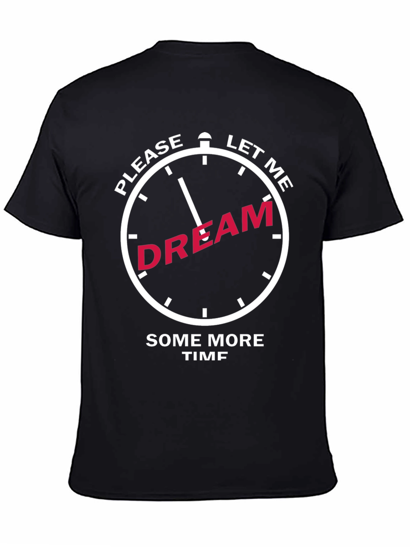 Camiseta Negra con Diseño de Reloj Déjame Soñar