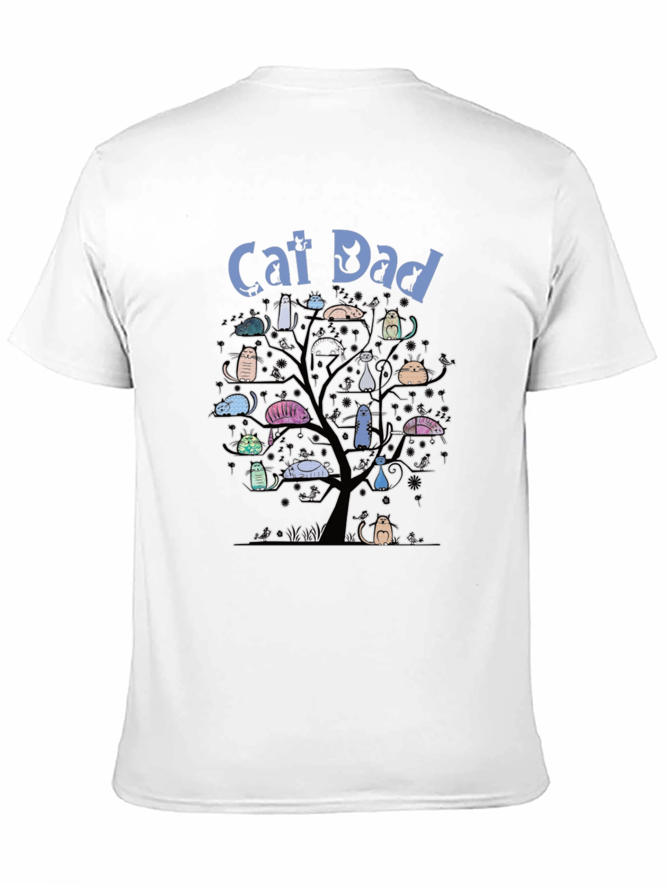 Camiseta Hombre Negra Cat Dad Árbol de Gatos