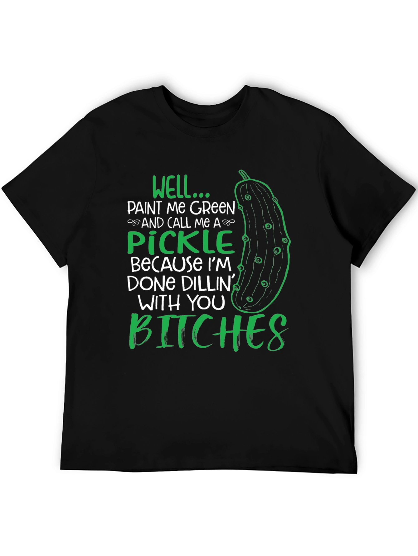 Camiseta Negra con Diseño de Pepinillo Done Dillin