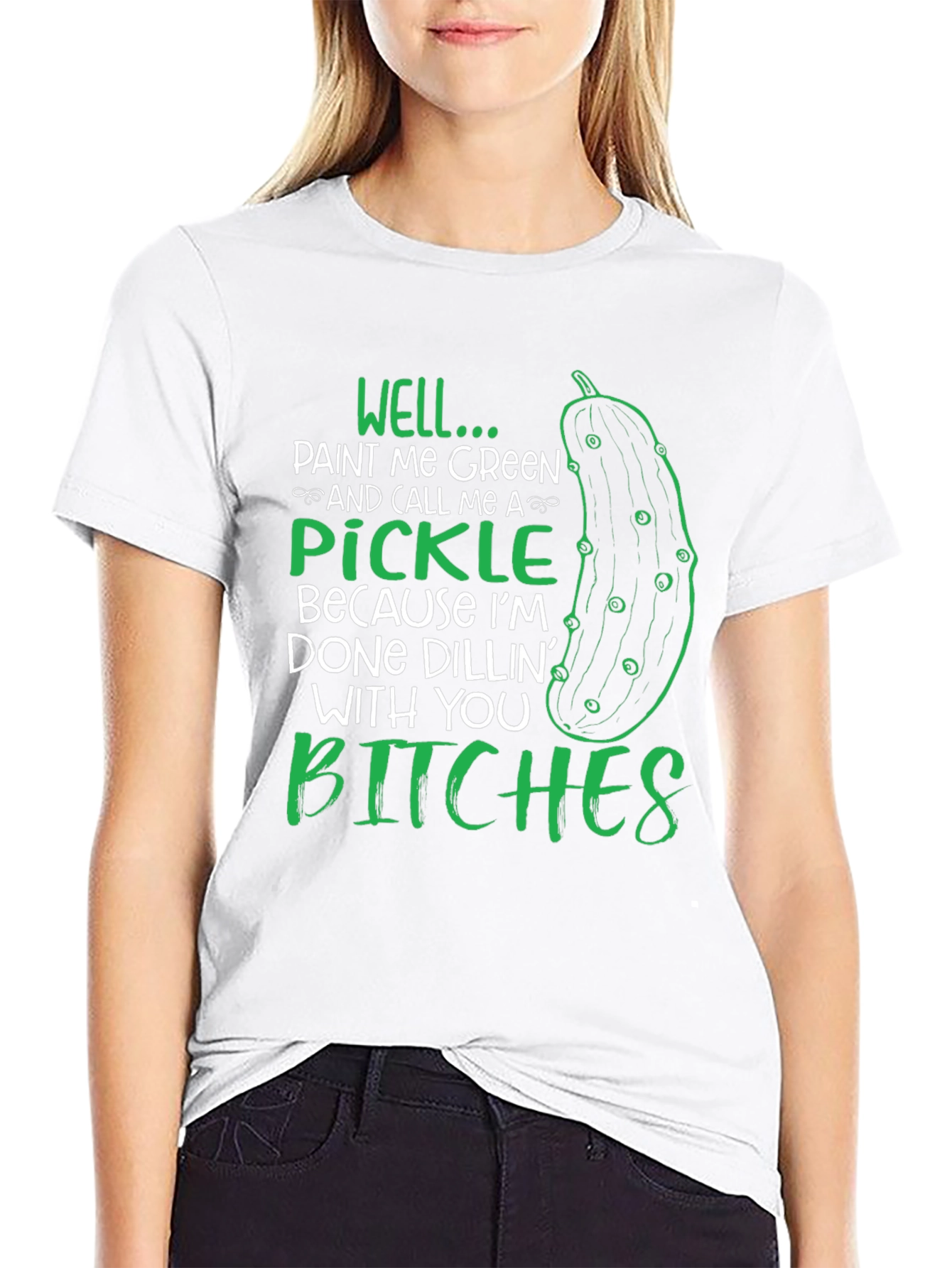 Camiseta Negra con Diseño de Pepinillo Done Dillin