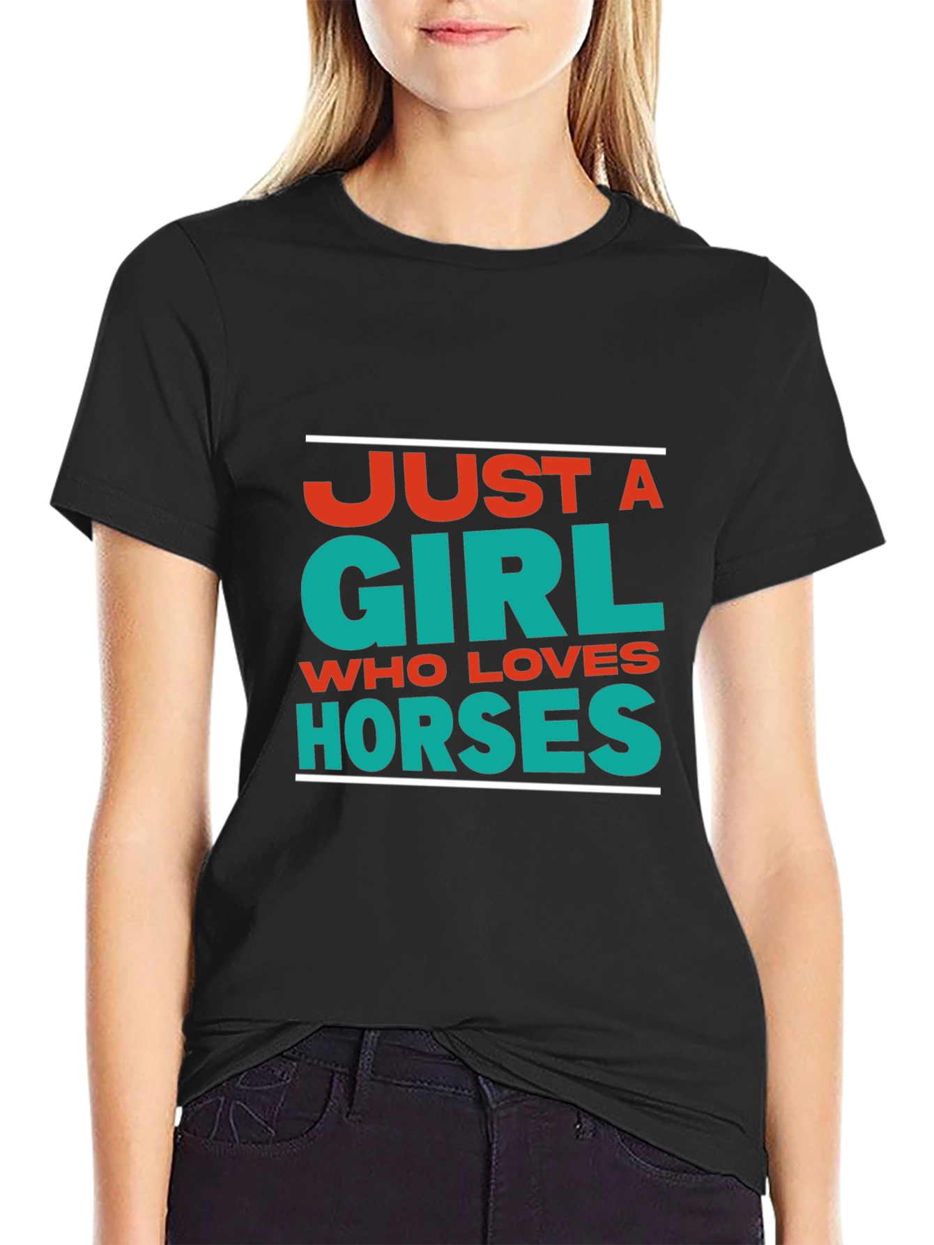 Camiseta Negra Just a Girl Who Loves Horses