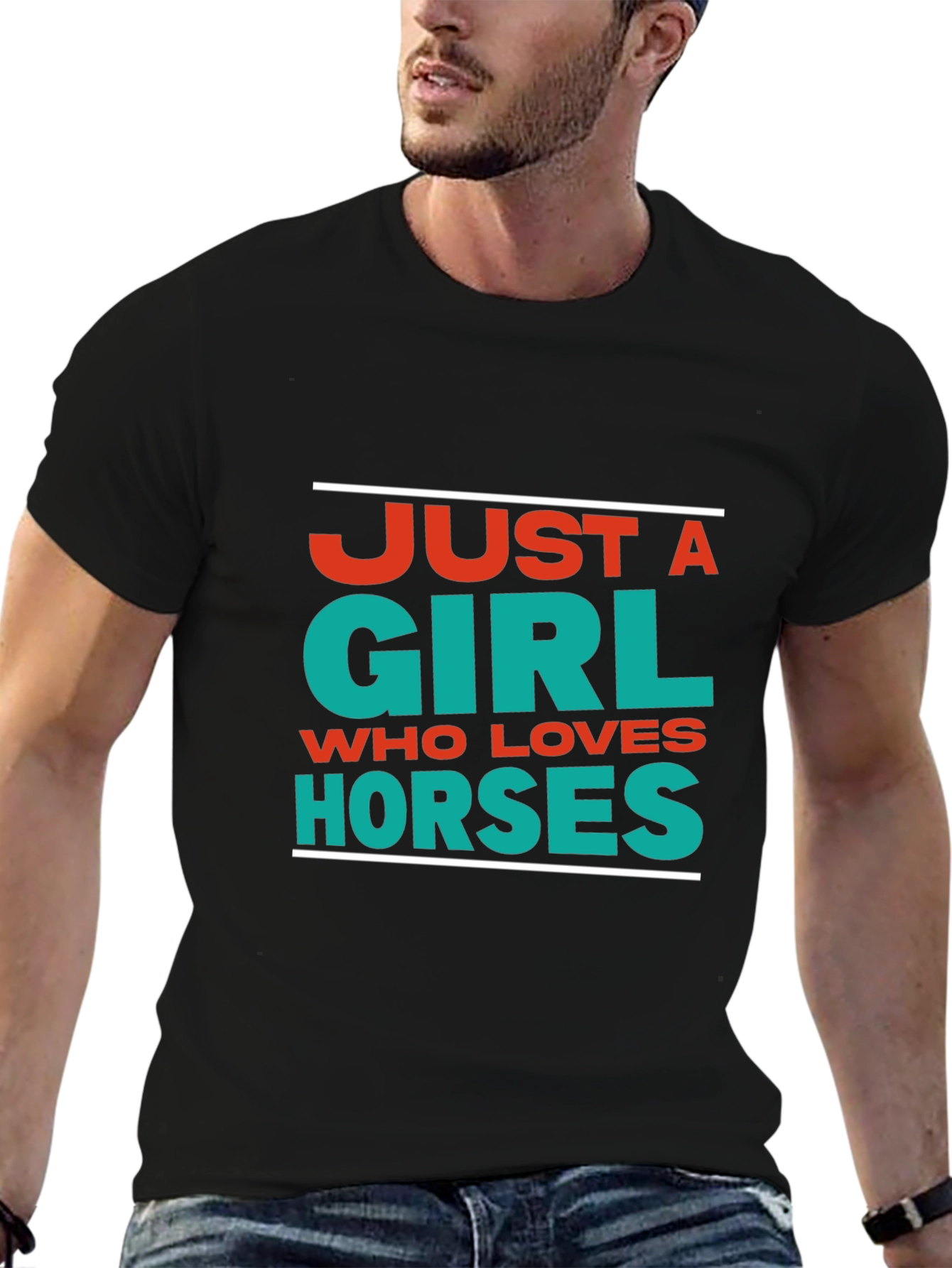 Camiseta Negra Just a Girl Who Loves Horses