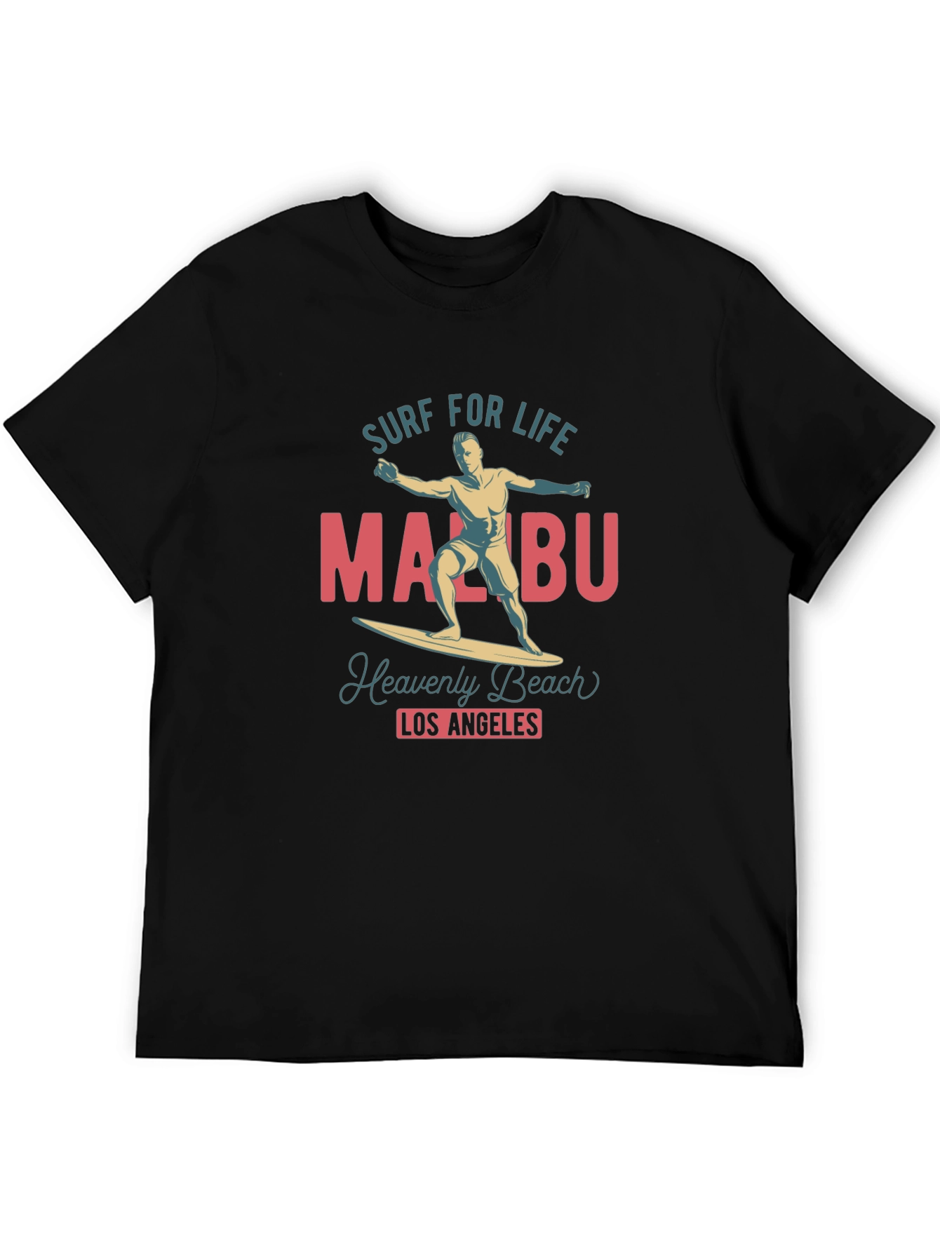 Camiseta Negra Malibu Surf para Hombre