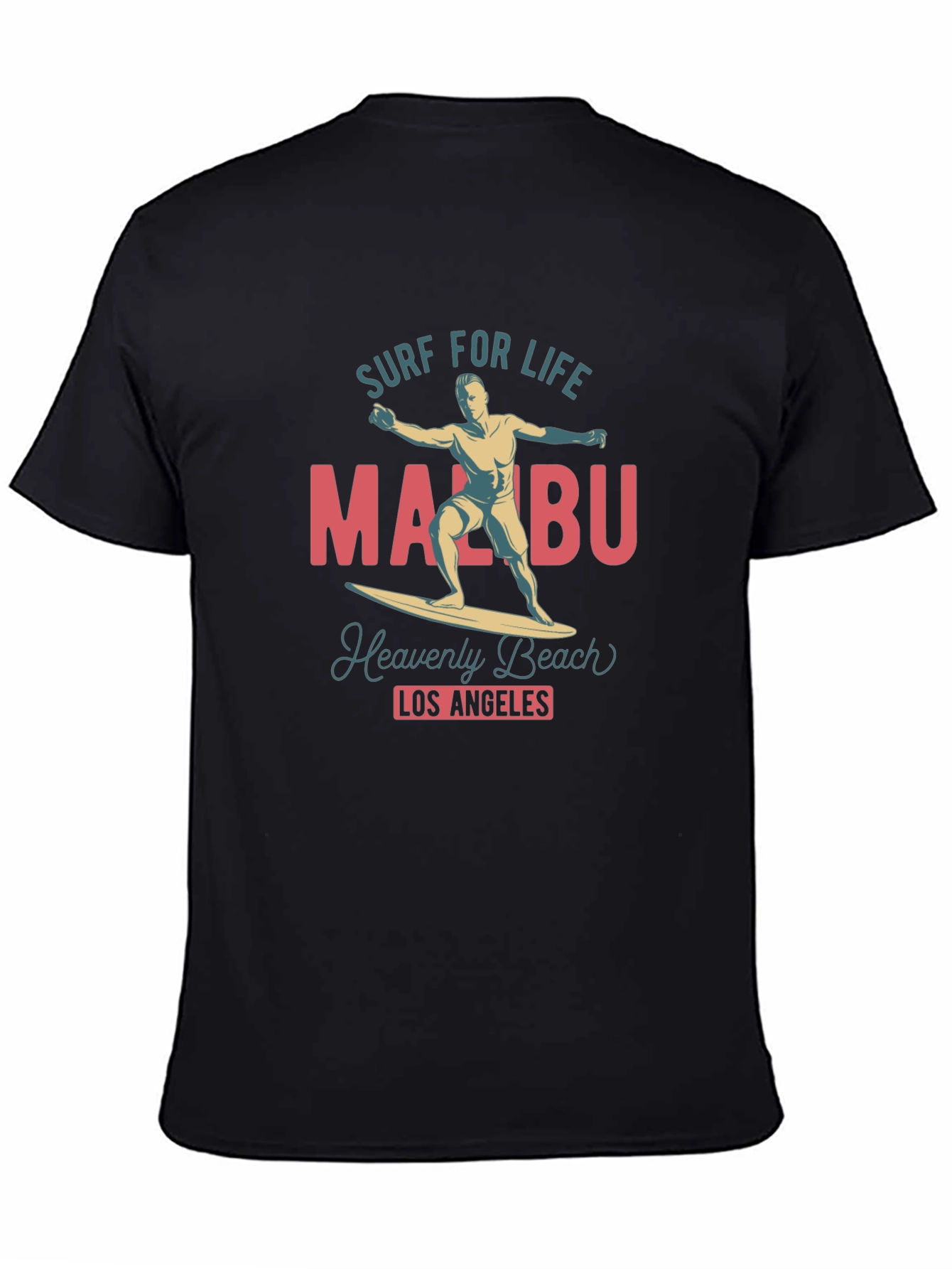 Camiseta Negra Malibu Surf para Hombre