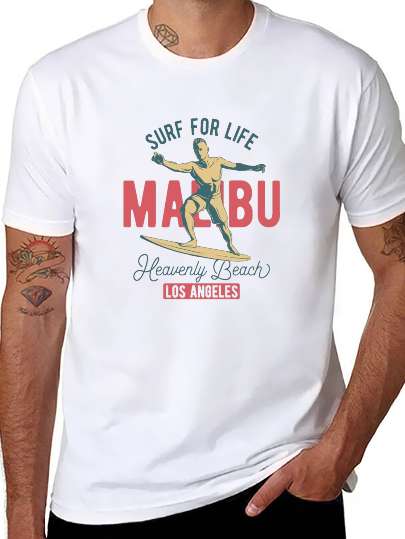 Camiseta Negra Malibu Surf para Hombre