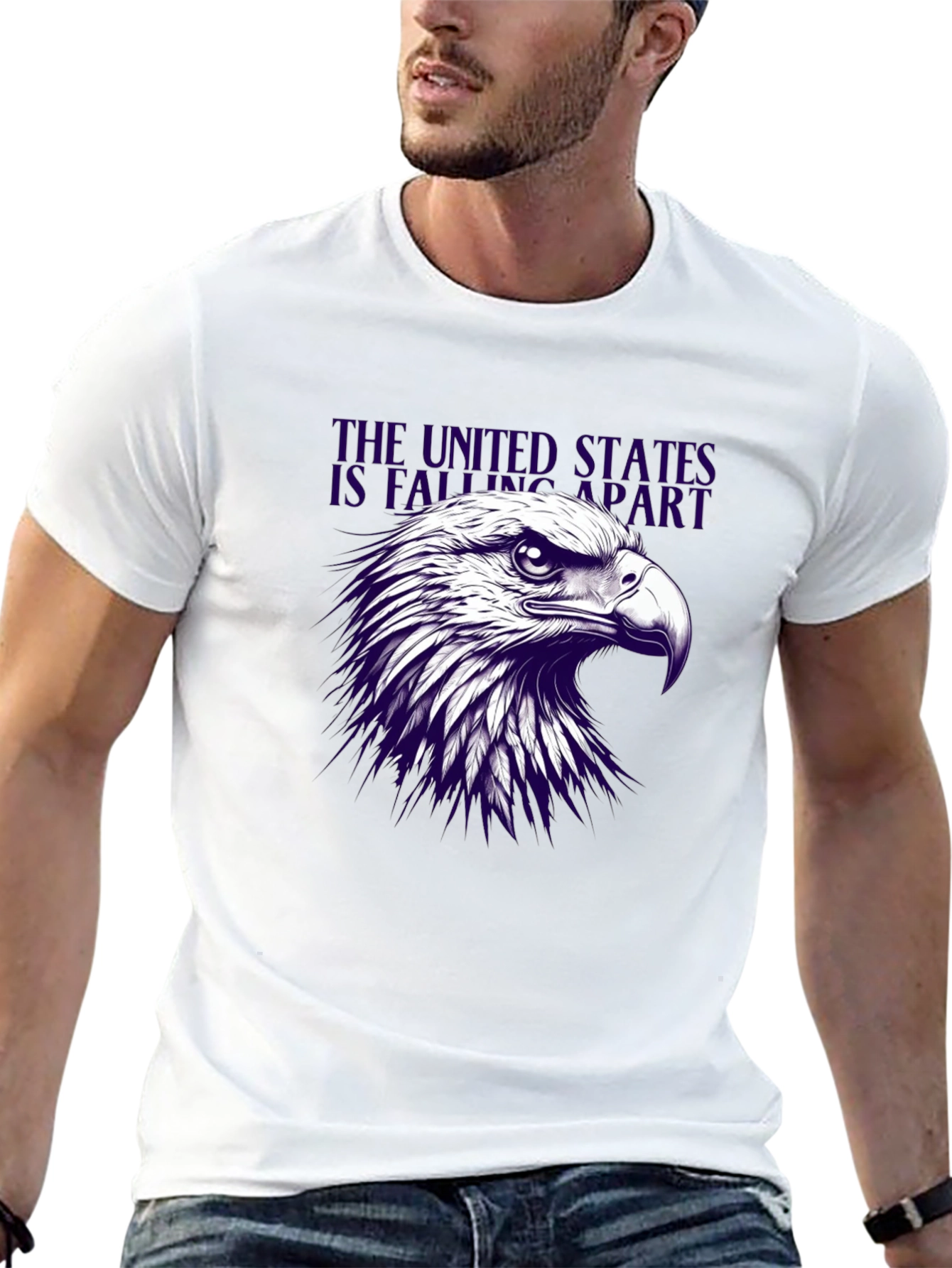 Camiseta Negra con Diseño de Águila Estadounidense
