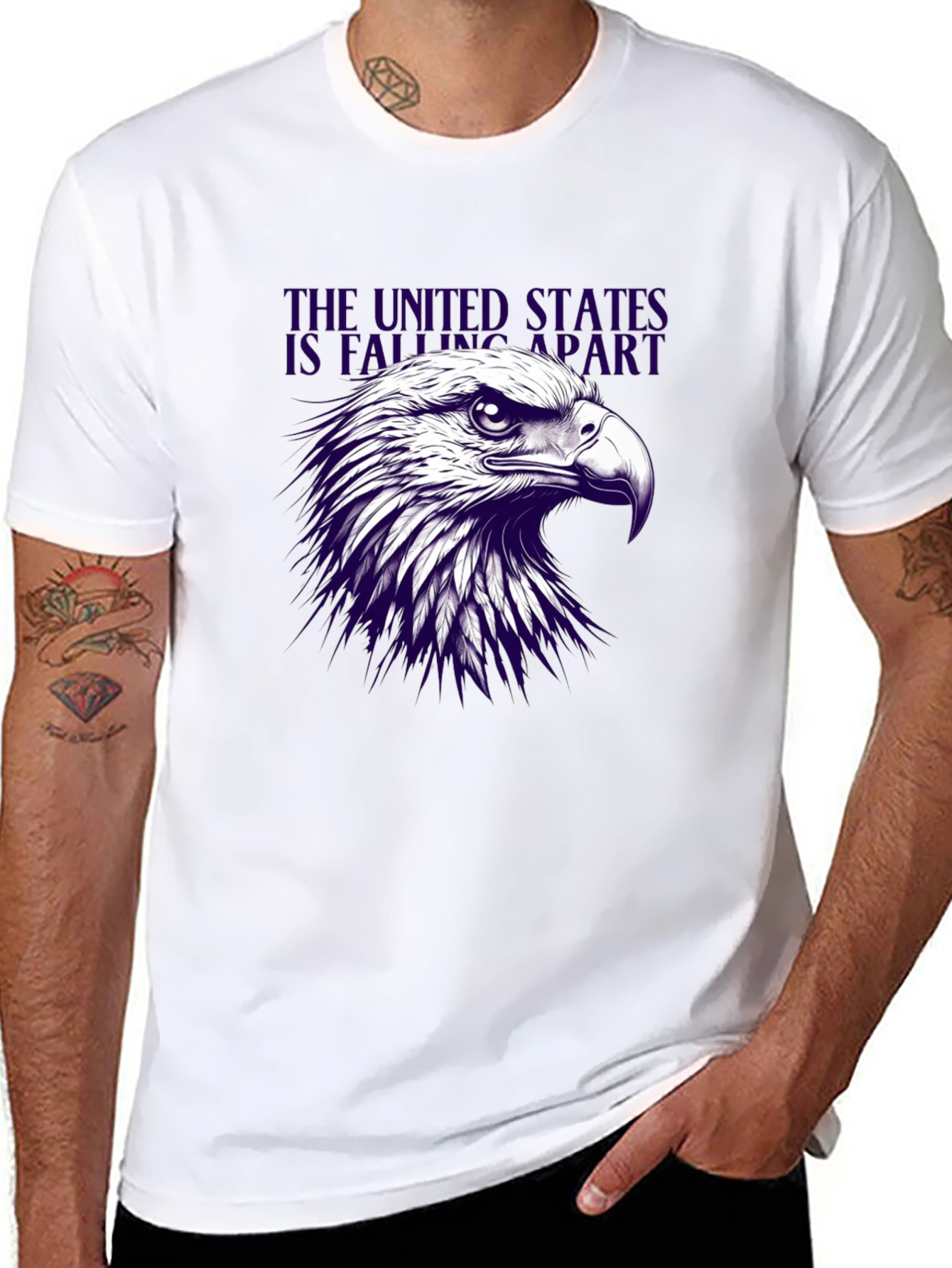 Camiseta Negra con Diseño de Águila Estadounidense