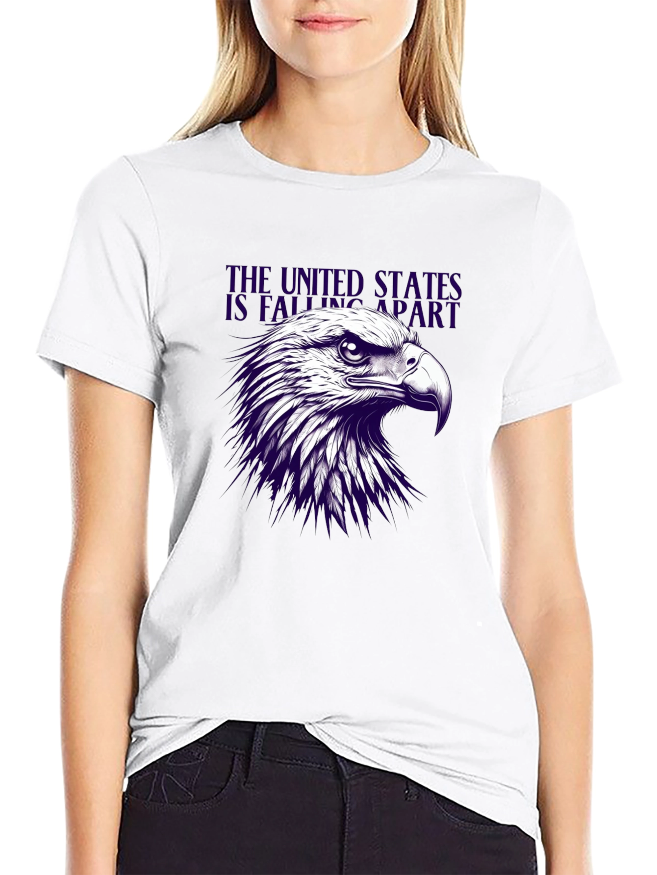 Camiseta Negra con Diseño de Águila Estadounidense