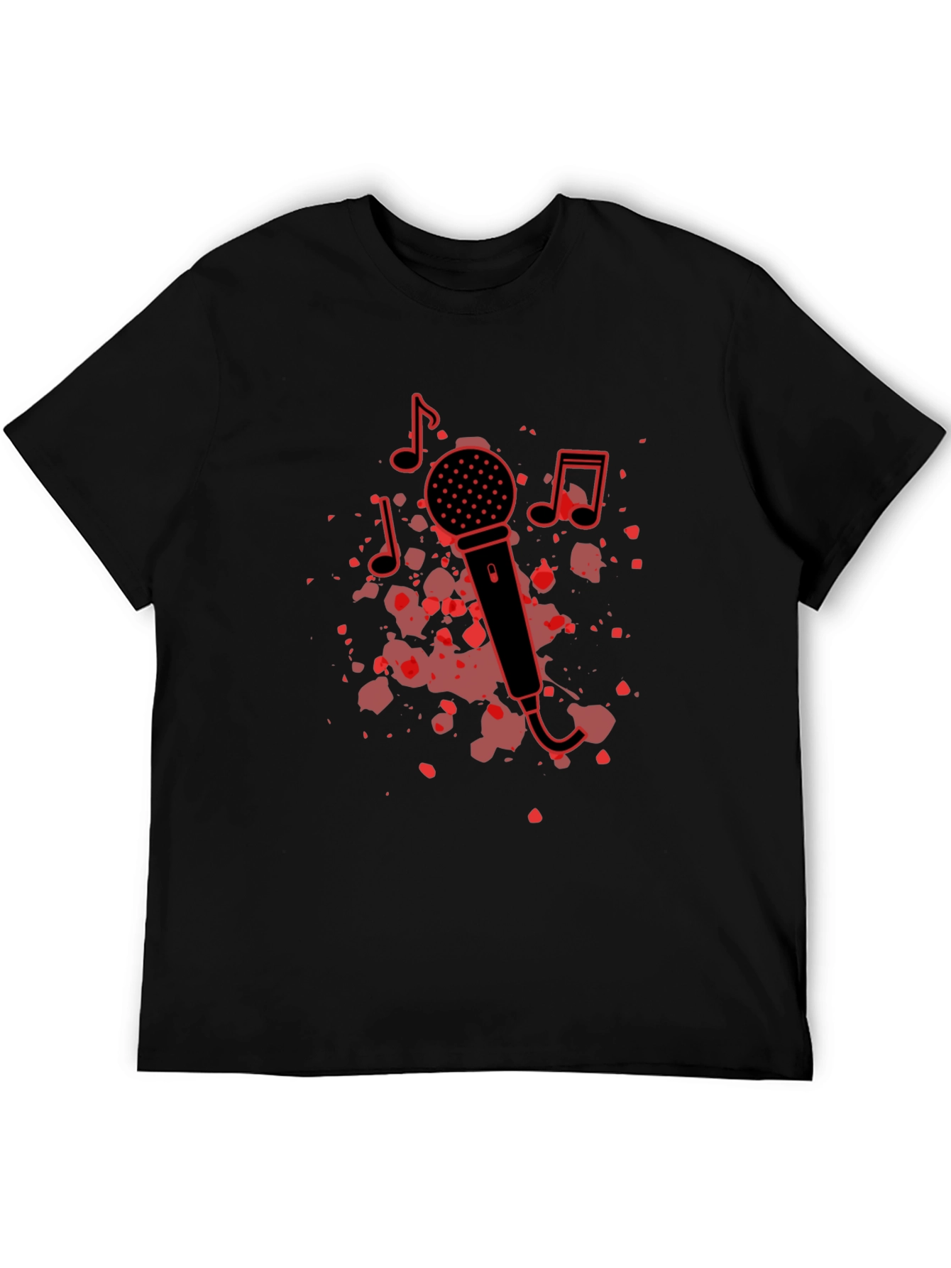 Camiseta Negra con Diseño de Micrófono Musical